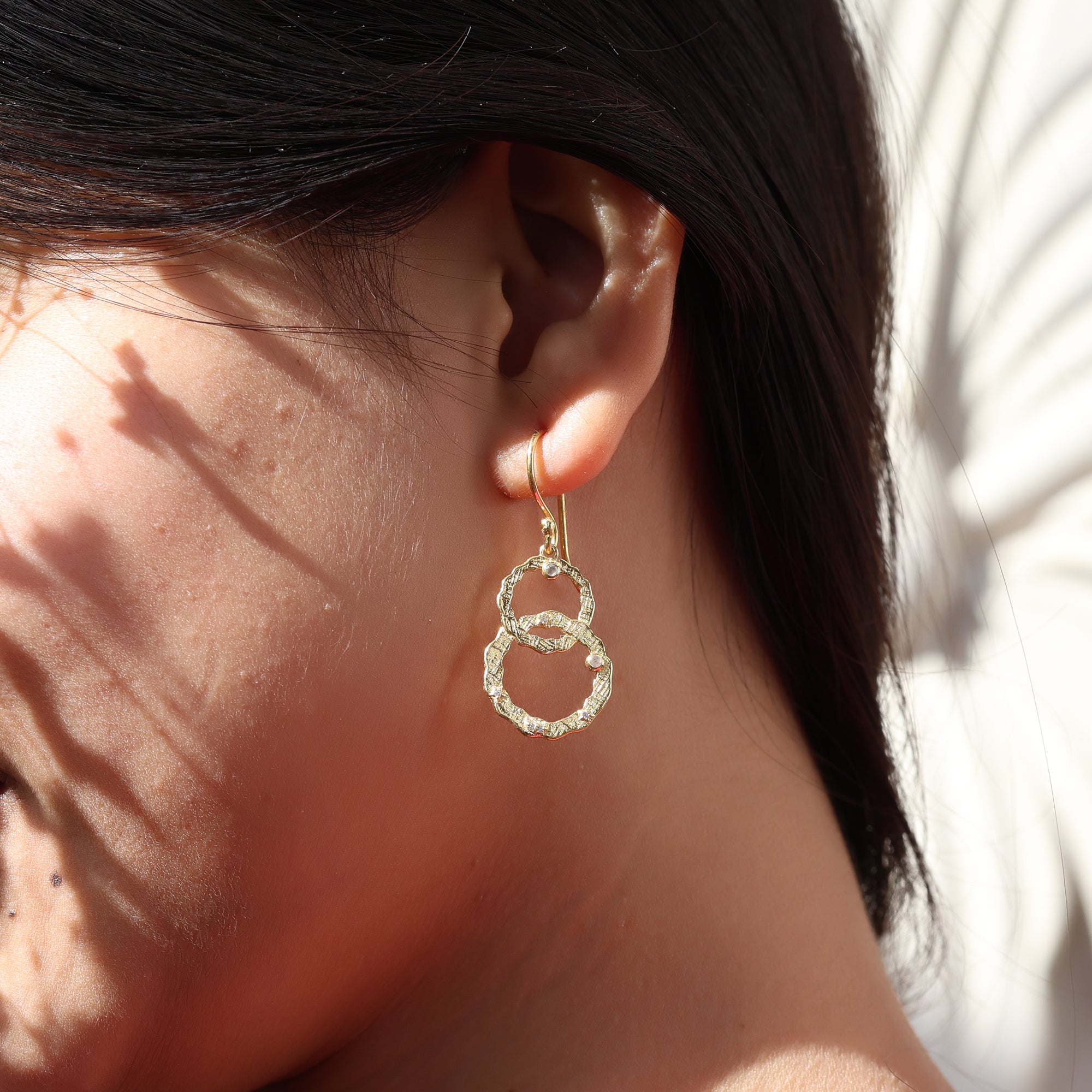 Textured Labradorite Dangle Earrings