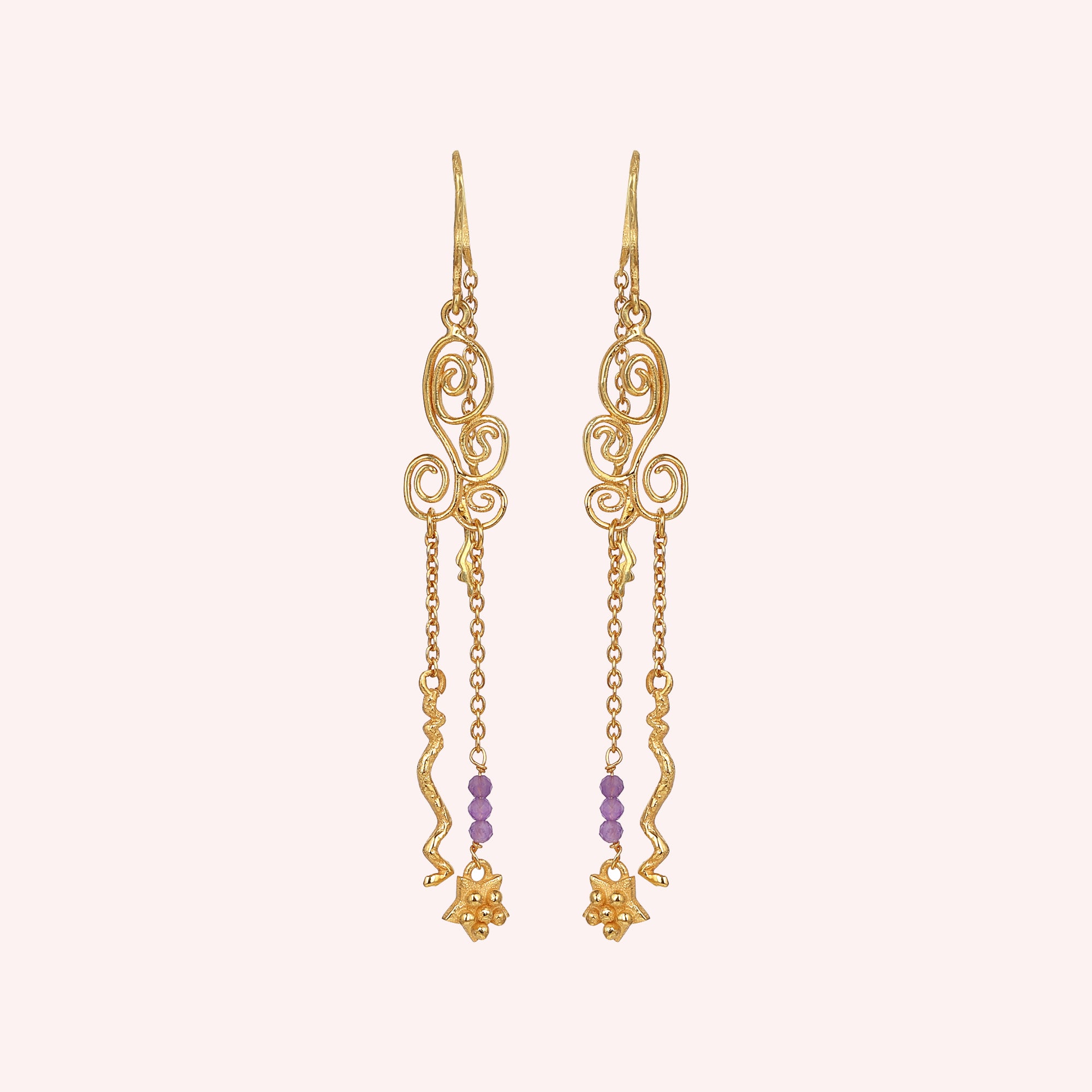 amethyst gold plated chain earring jewelry for women her 