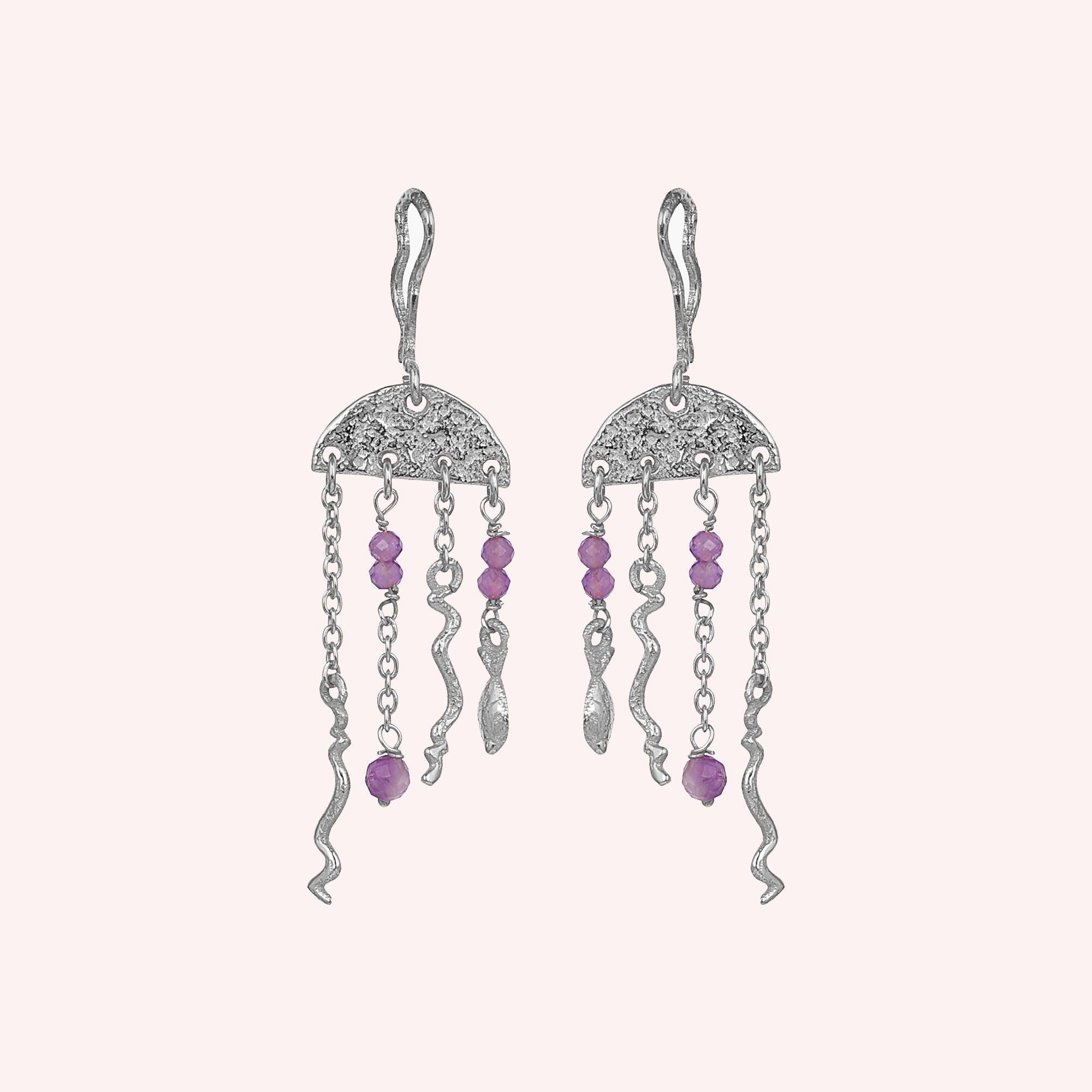 Jellyfish Beads Amethyst Designer Earrings Jewelry for Women