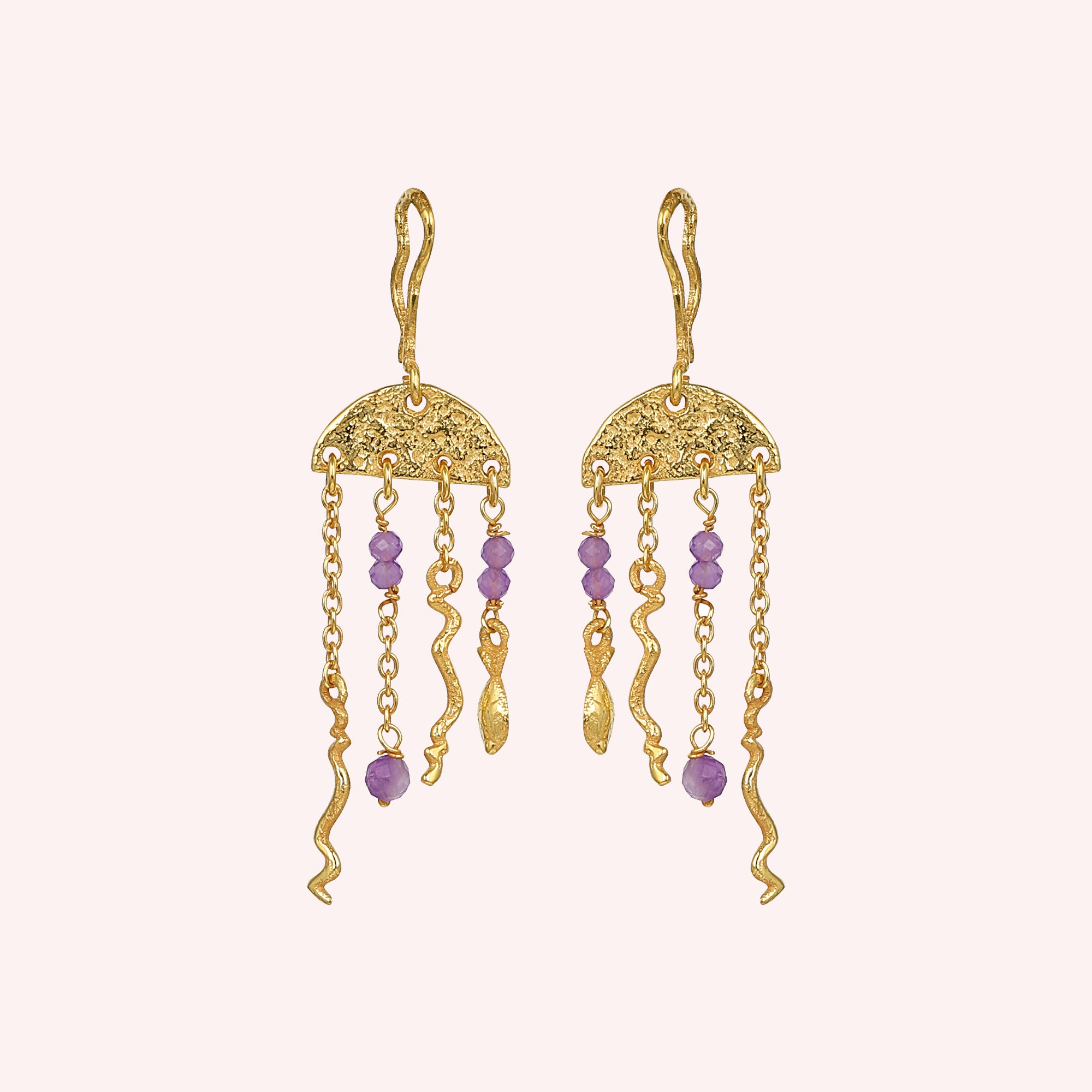 Jellyfish Beads Amethyst Designer Earrings Jewelry for Women