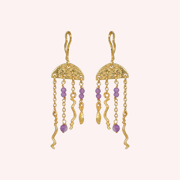 Jellyfish Beads Amethyst Designer Earrings Jewelry for Women