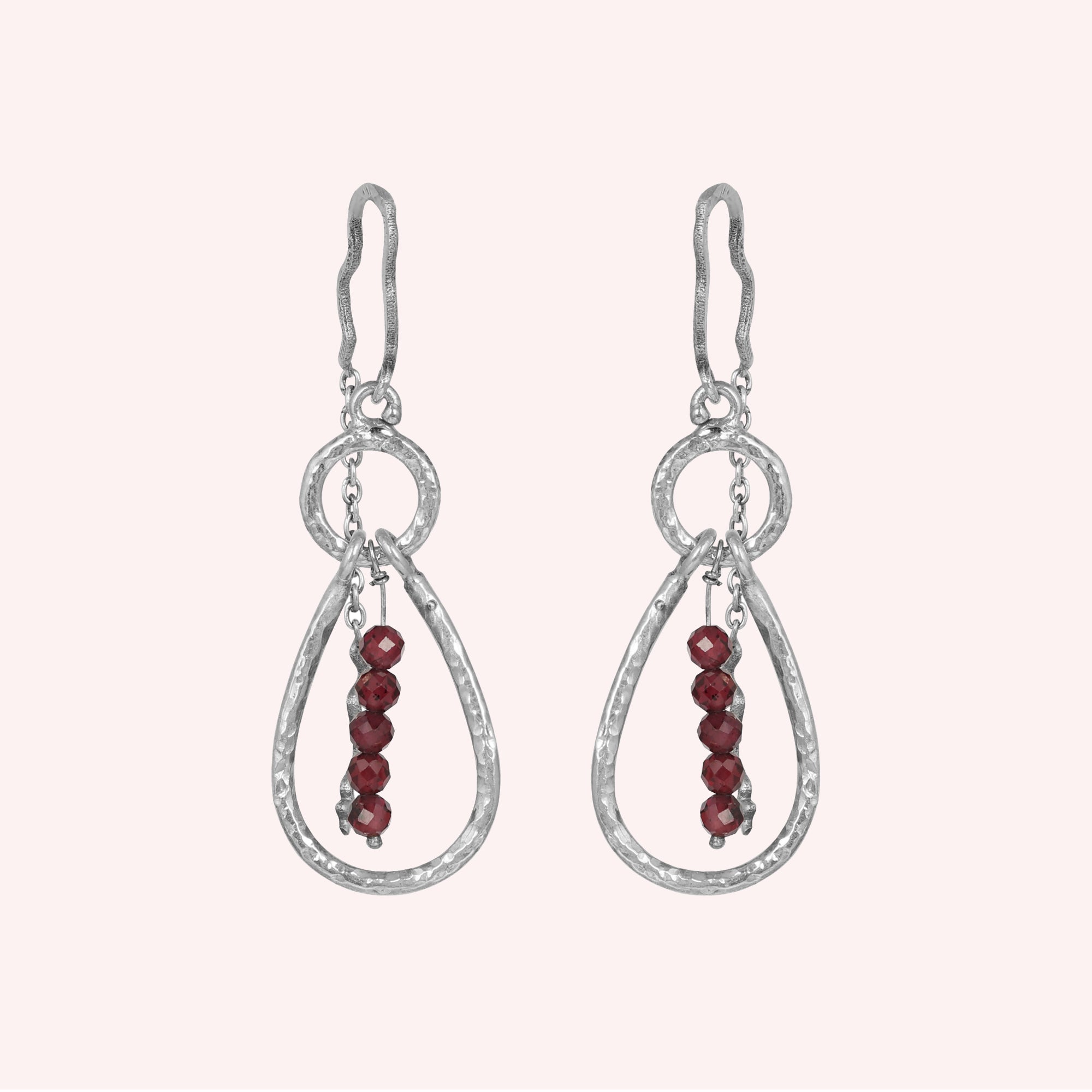 Teardrop Garnet Bead Dangle Earrings Jewelry for Women