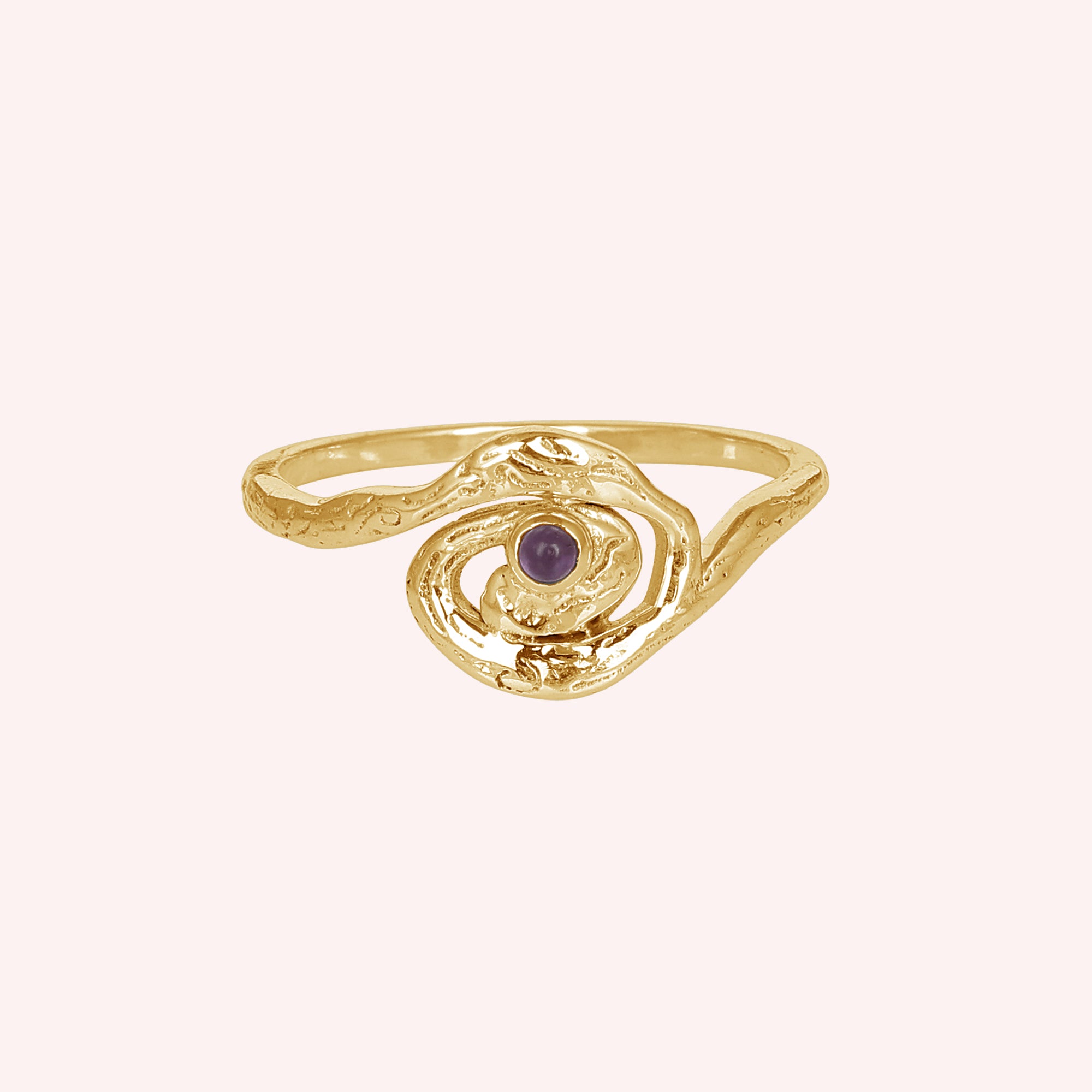 Dainty Sterling Silver Amethyst Wavy Ring Jewelry for Women