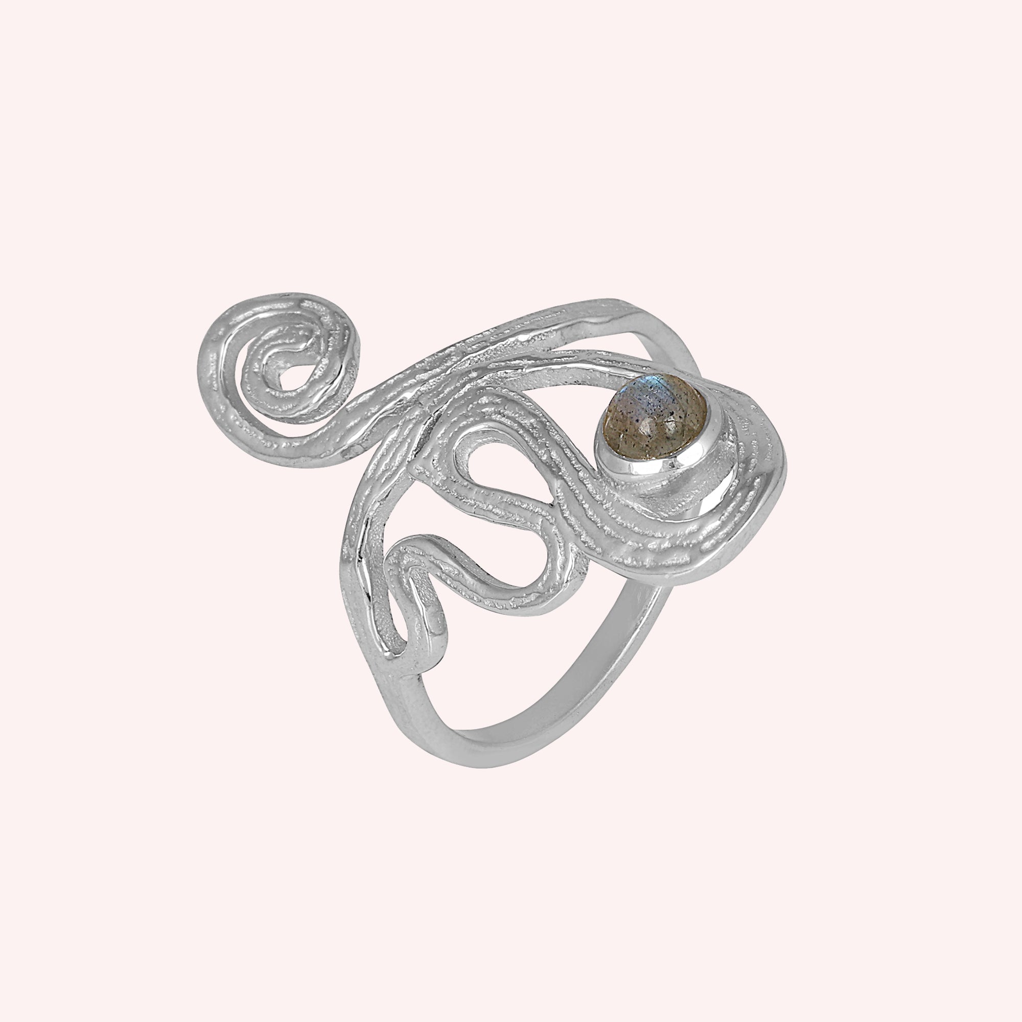 925 Sterling Silver Stylish Labradorite Long Ring