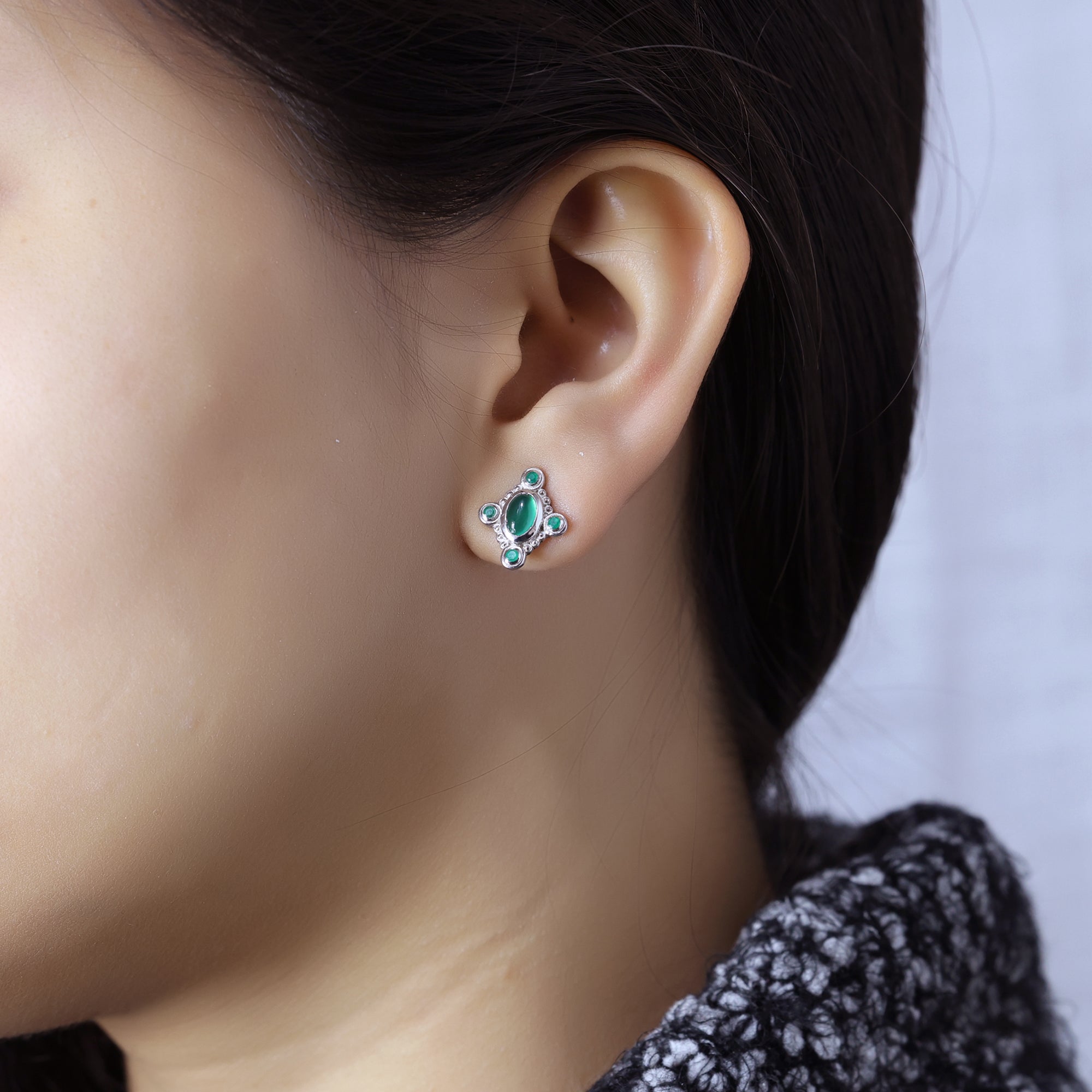 925 sterling silver Green Onyx Stylish Earrings