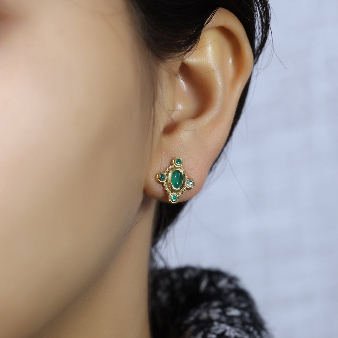 925 sterling silver Green Onyx Stylish Earrings