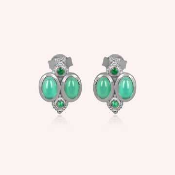 925 Sterling Silver Green Onyx Stud Earrings