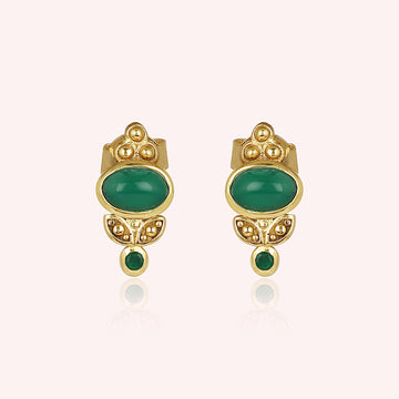 925 Sterling Silver Green Onyx Stud Earrings
