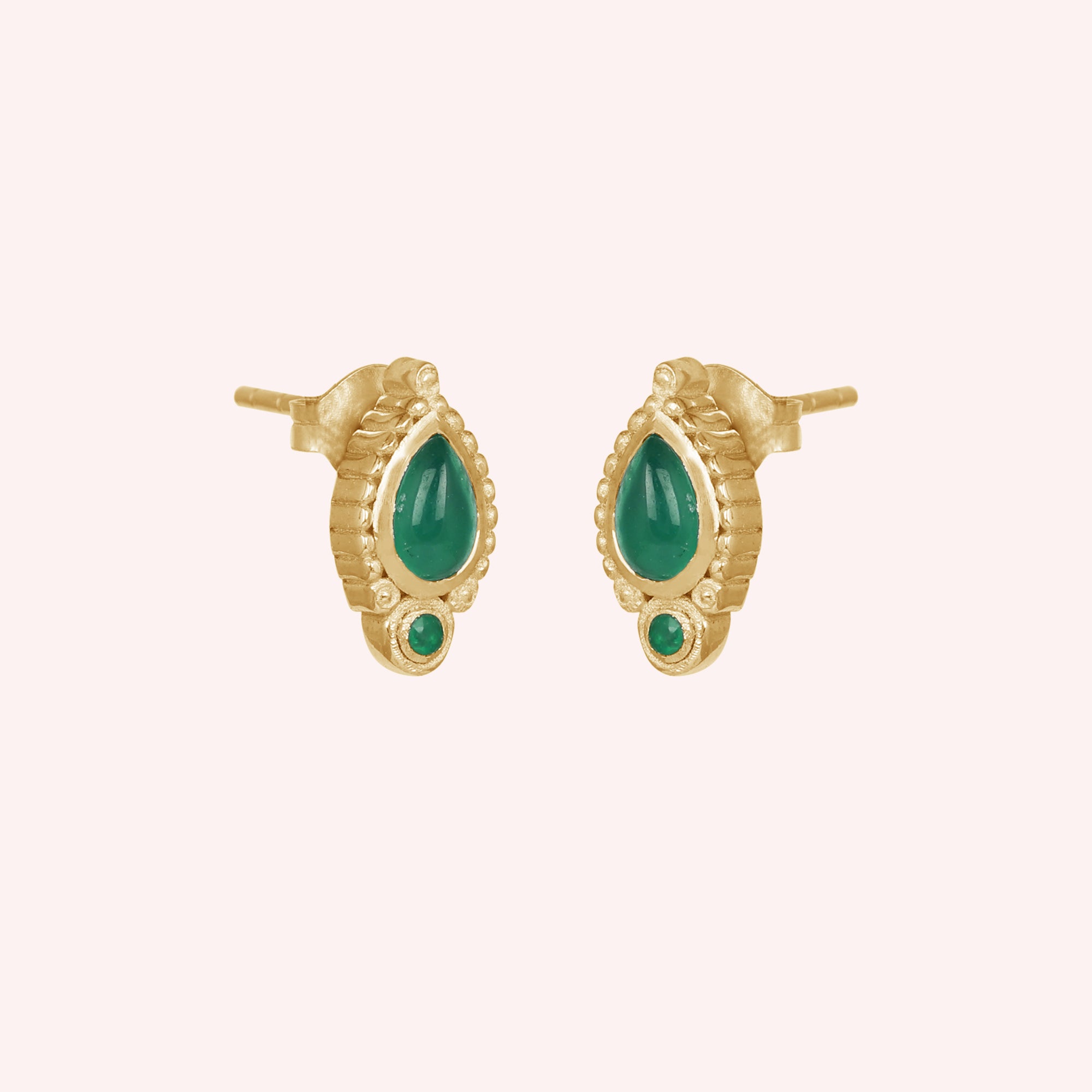 Green Onyx 925 Sterling Silver Minimalist Stud Earring
