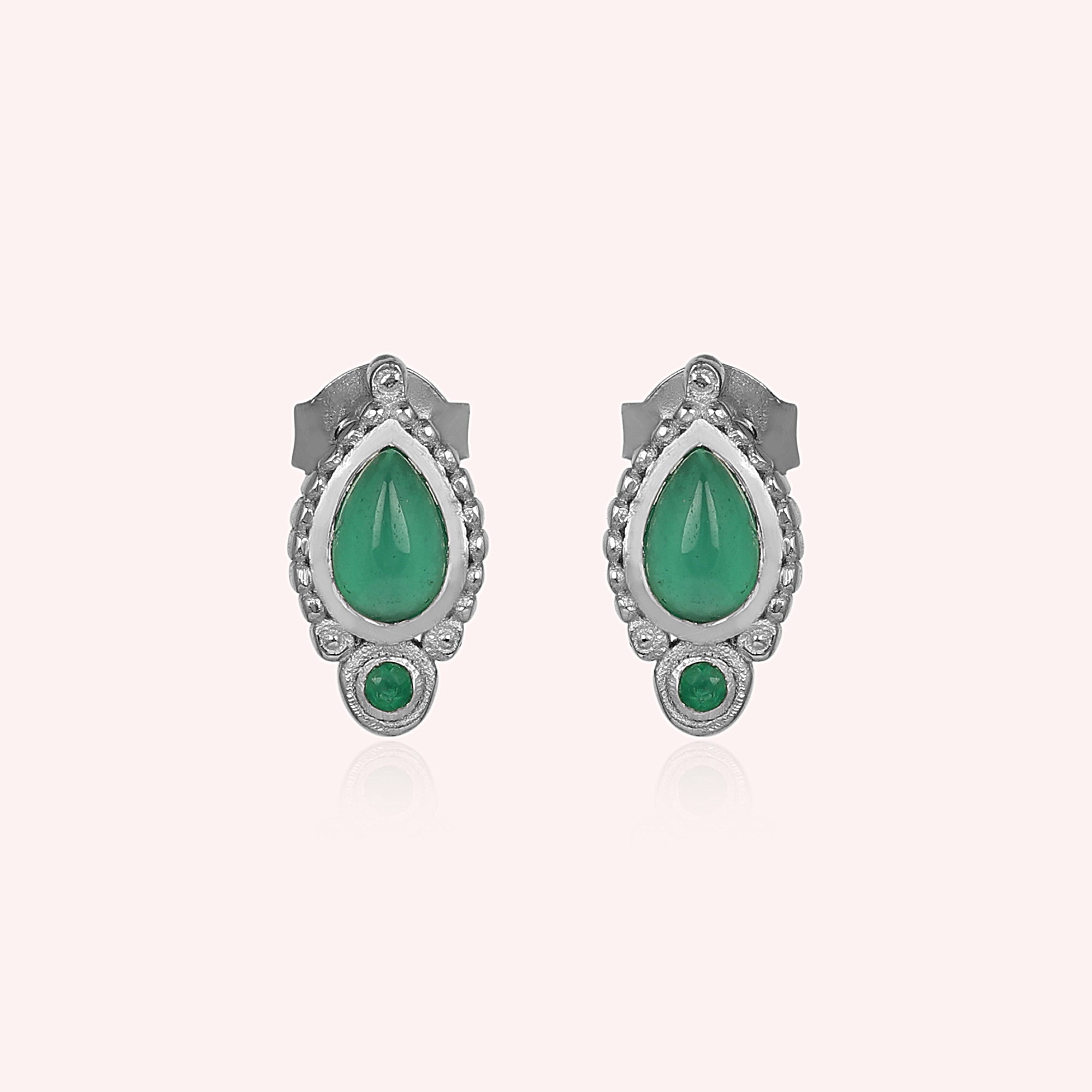 Green Onyx 925 Sterling Silver Minimalist Stud Earring