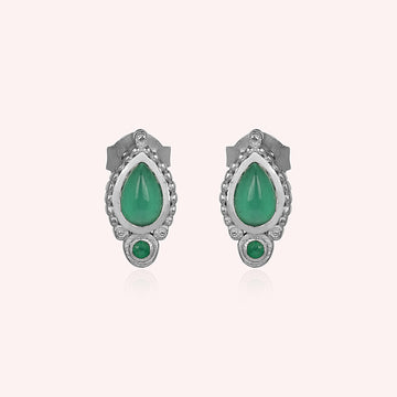 Green Onyx 925 Sterling Silver Minimalist Stud Earring