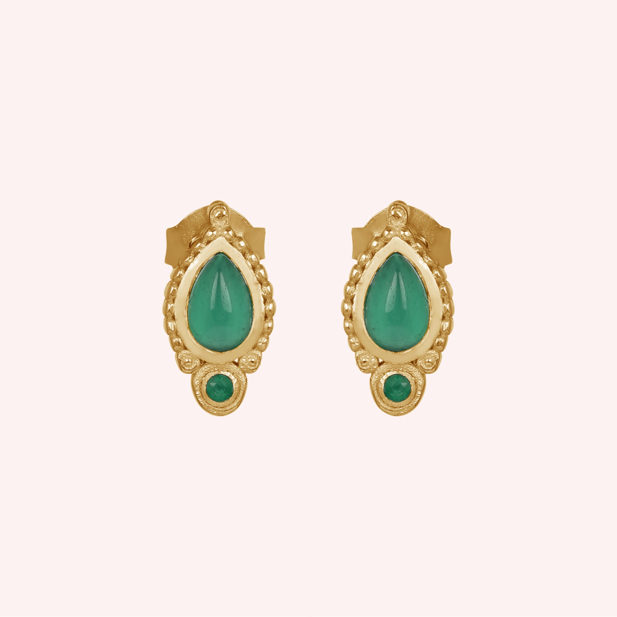 Green Onyx 925 Sterling Silver Minimalist Stud Earring