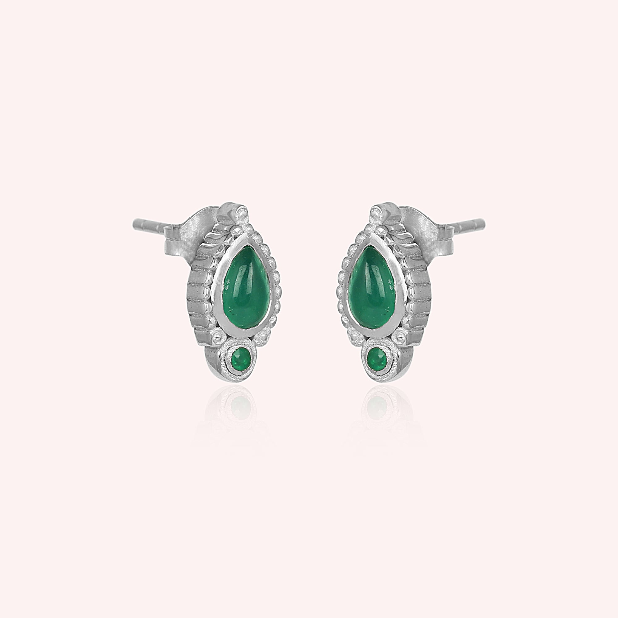 Green Onyx 925 Sterling Silver Minimalist Stud Earring