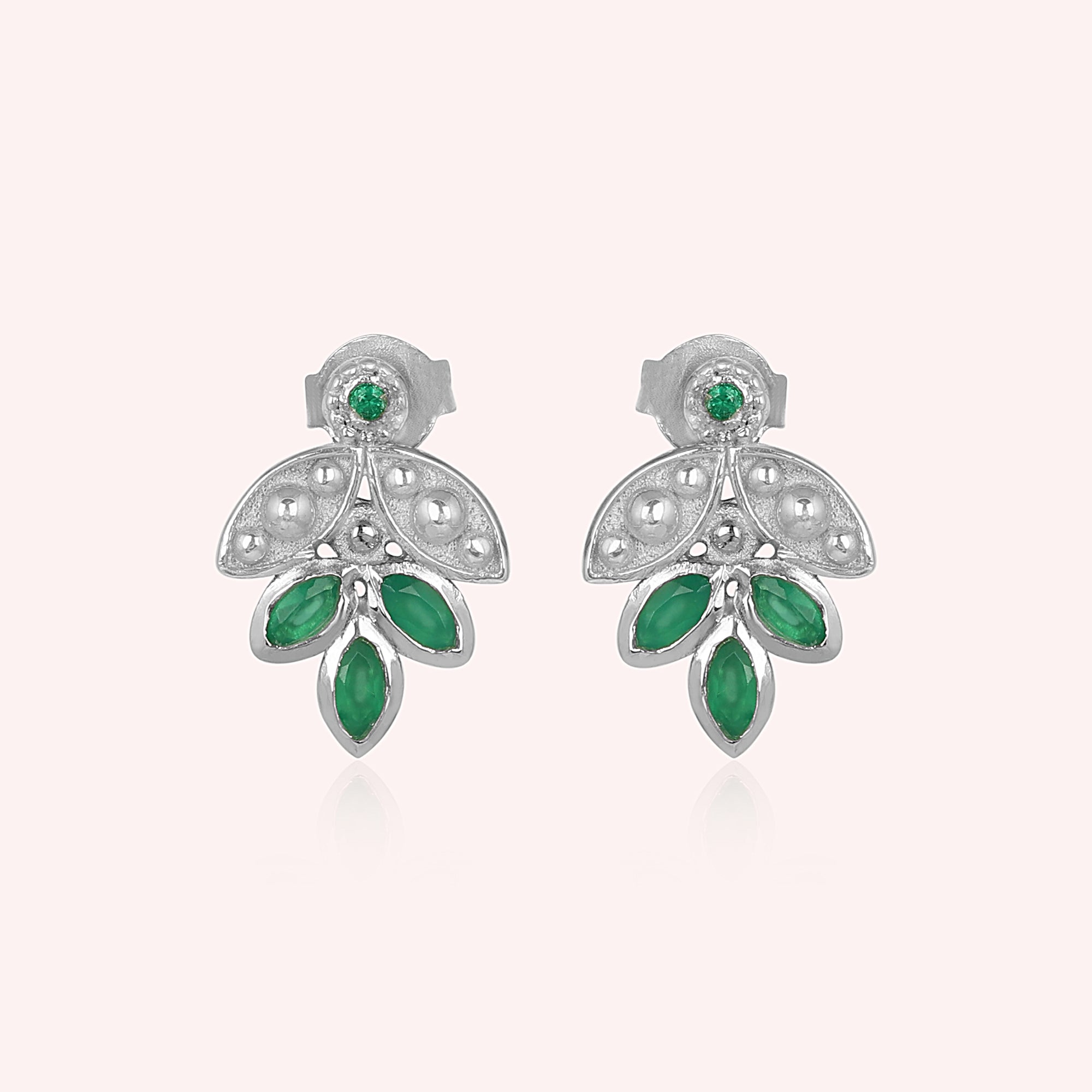 Elegant 925 Sterling Silver Green Onyx Earrings