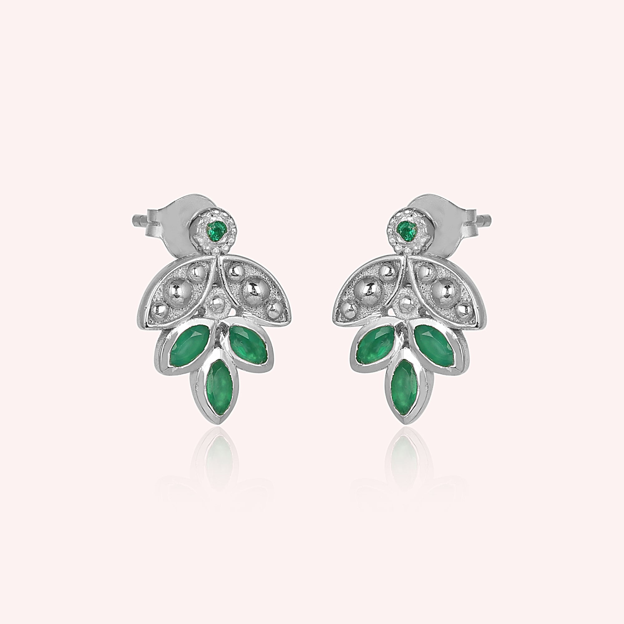 Elegant 925 Sterling Silver Green Onyx Earrings