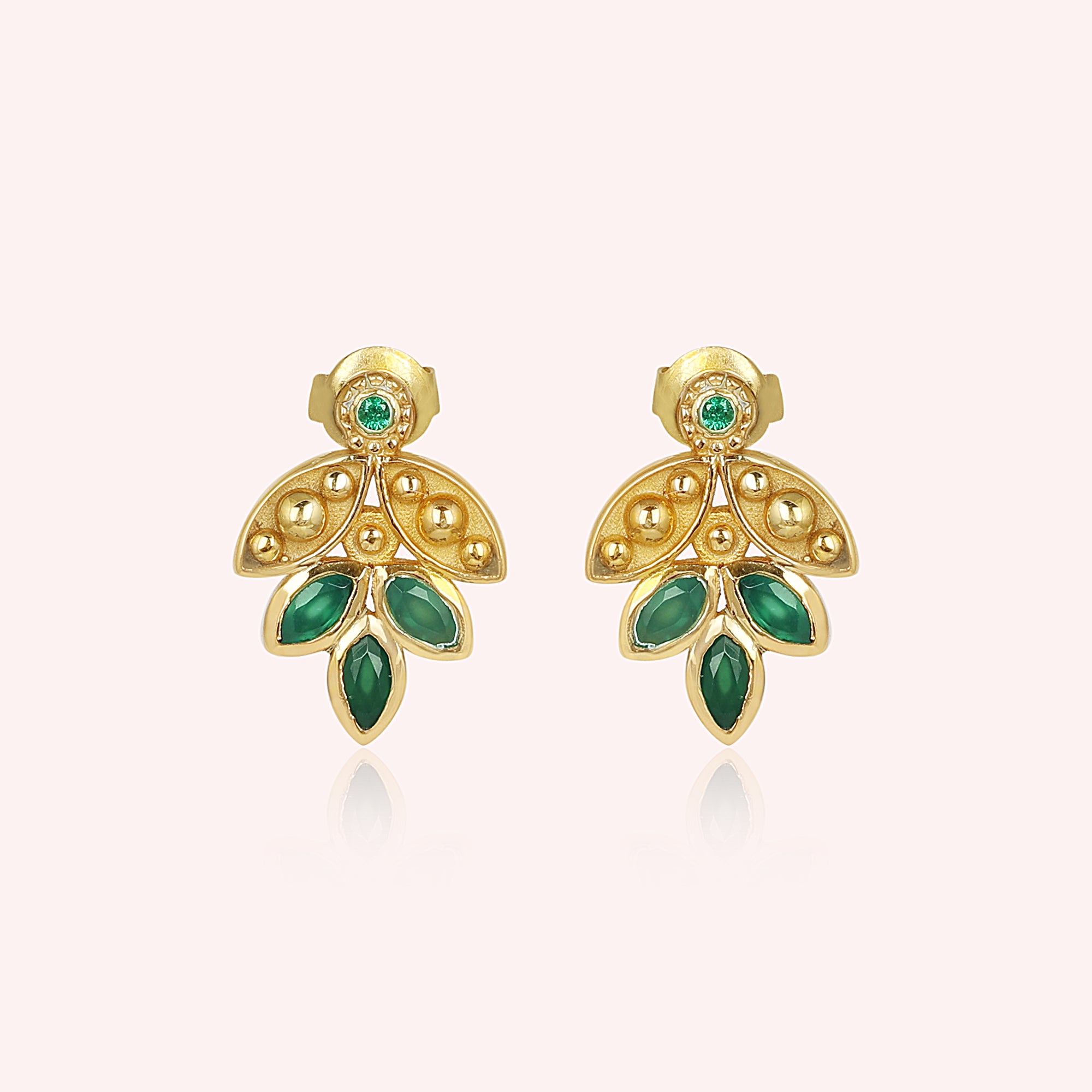 Elegant 925 Sterling Silver Green Onyx Earrings