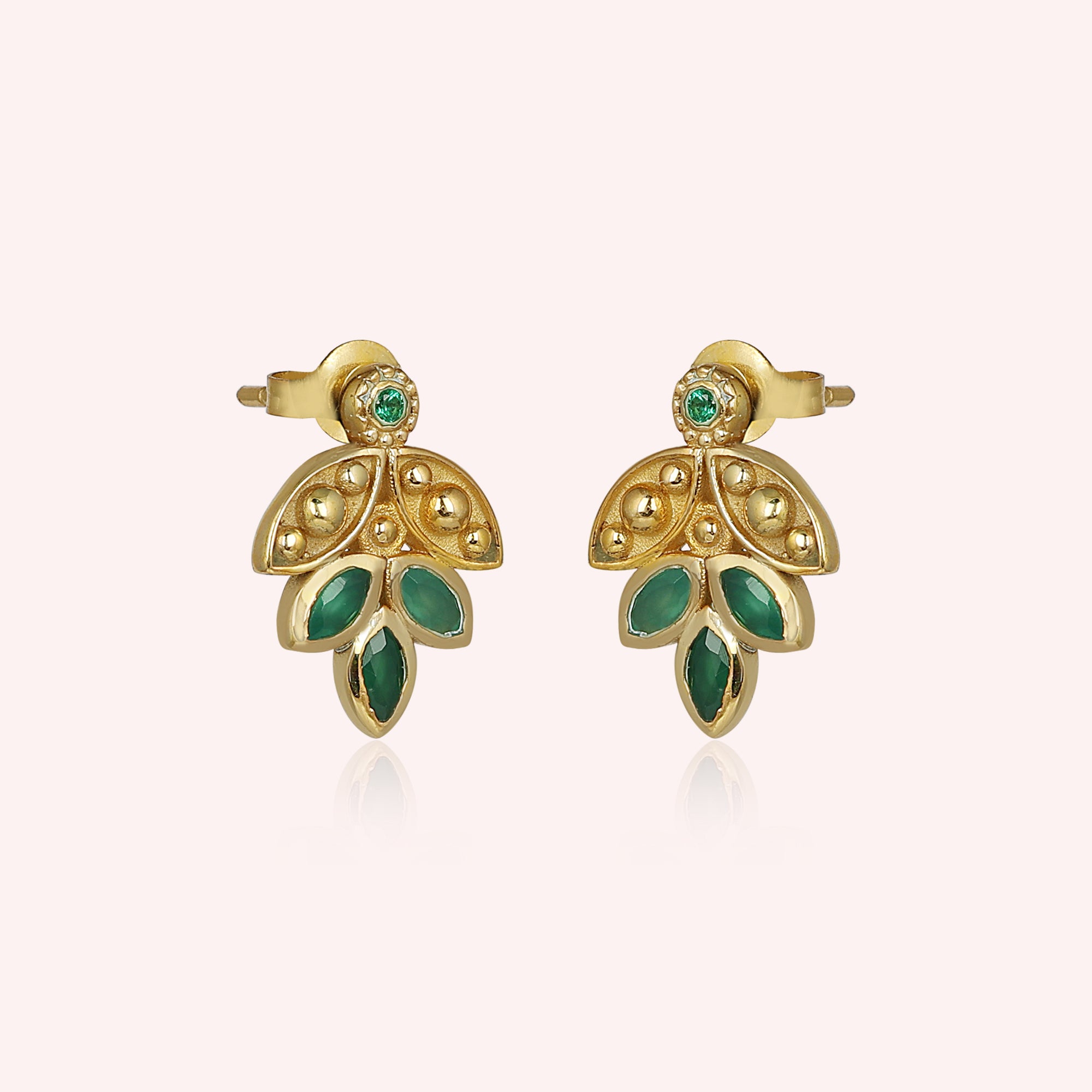 Elegant 925 Sterling Silver Green Onyx Earrings