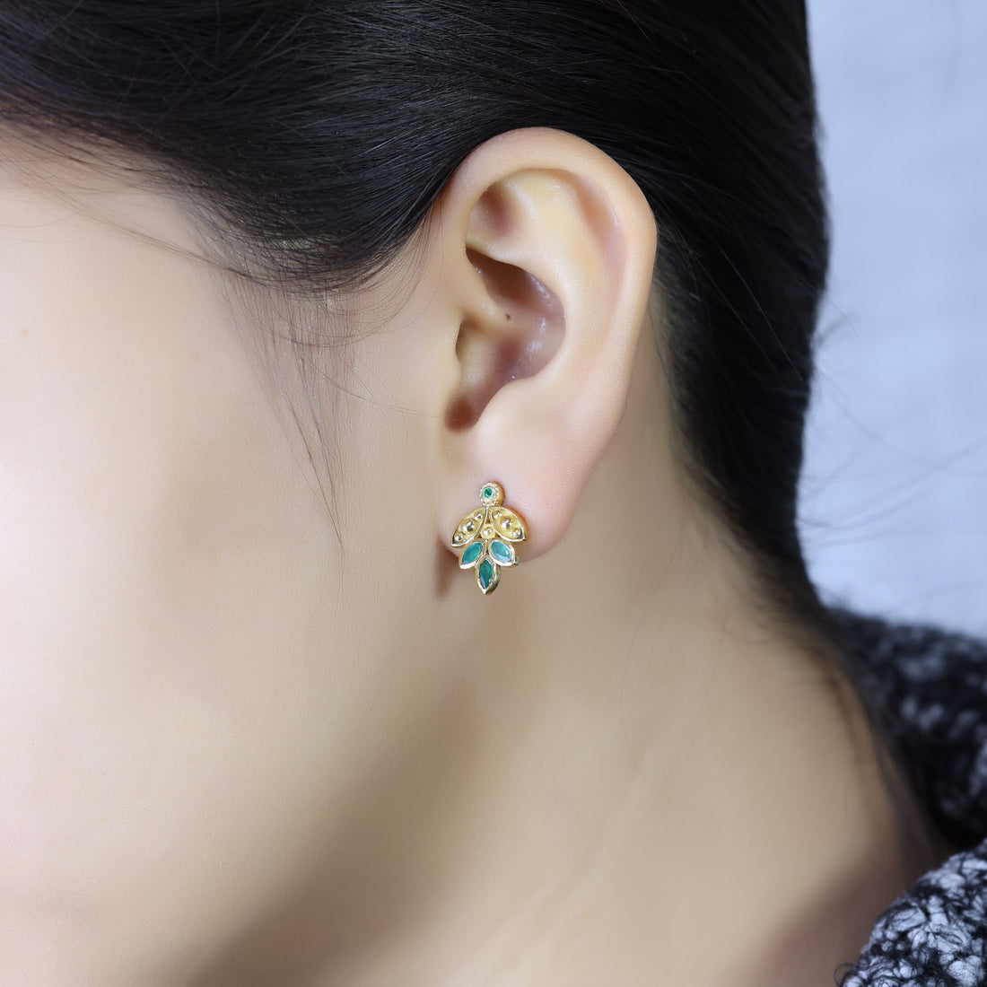 Elegant 925 Sterling Silver Green Onyx Earrings