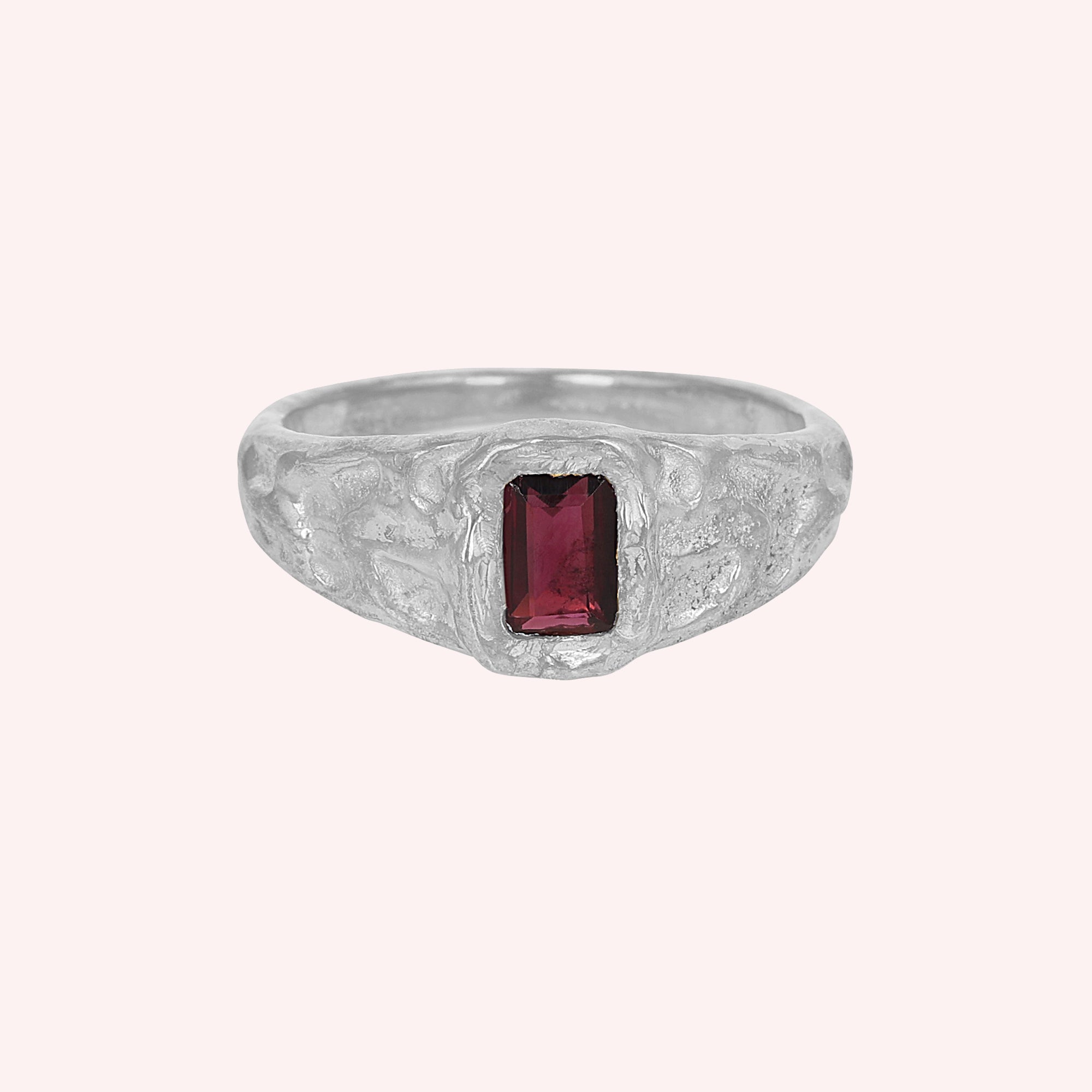 925 Sterling Silver Red Garnet Designer Band Ring