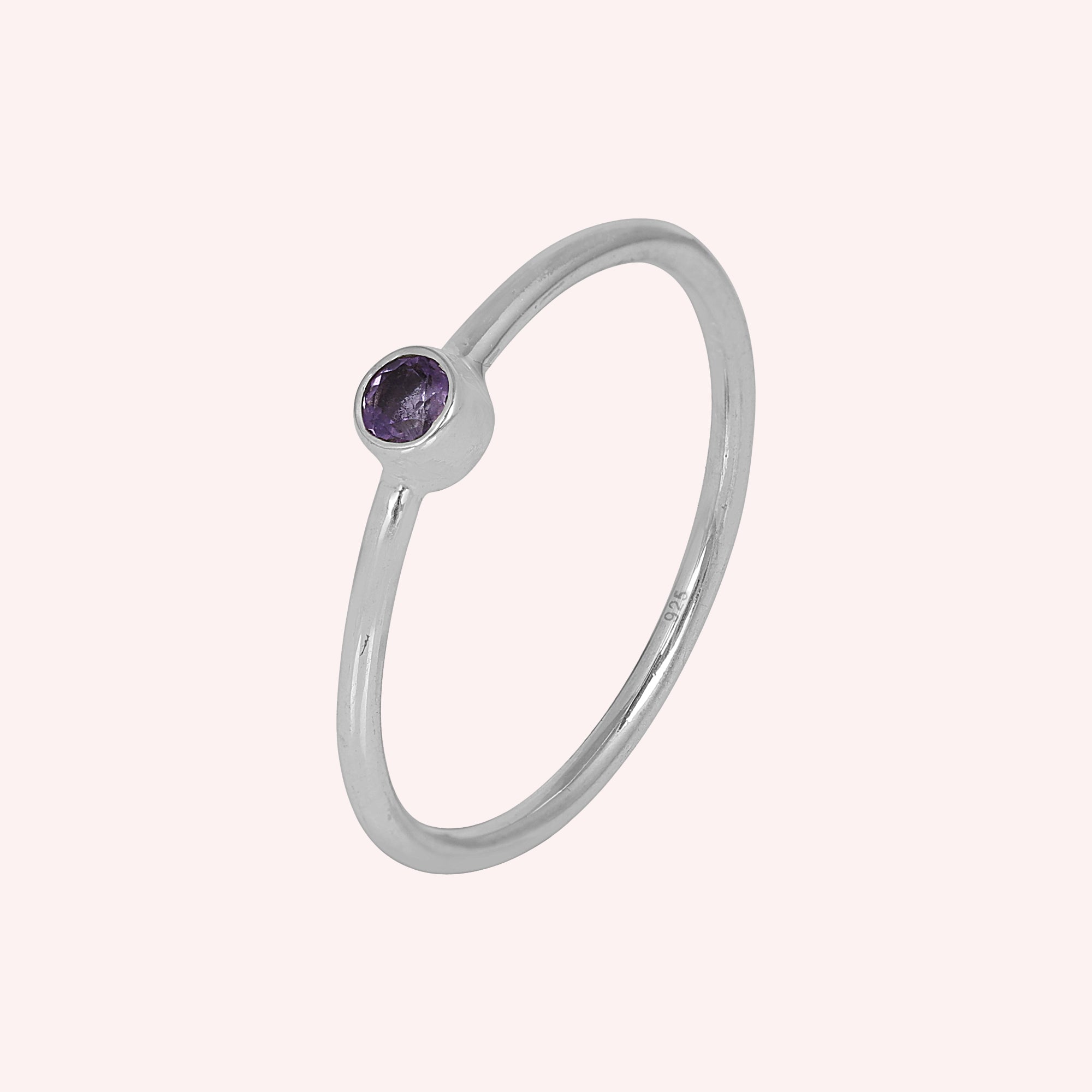 Amethyst Gemstone February Birthstone Silver Ring for Her