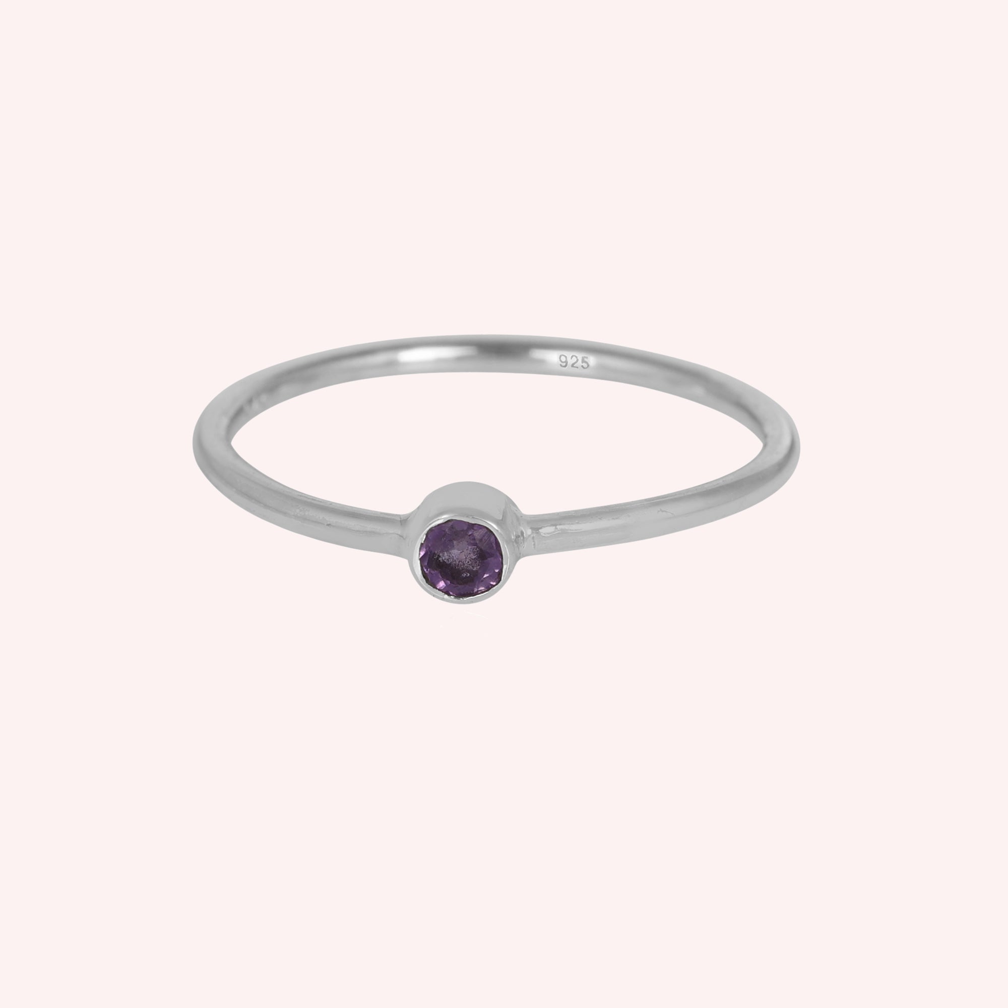 Amethyst Gemstone February Birthstone Silver Ring for Her