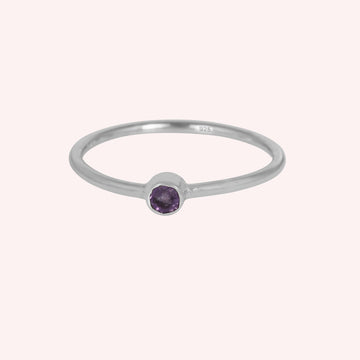 Amethyst Gemstone February Birthstone Silver Ring for Her
