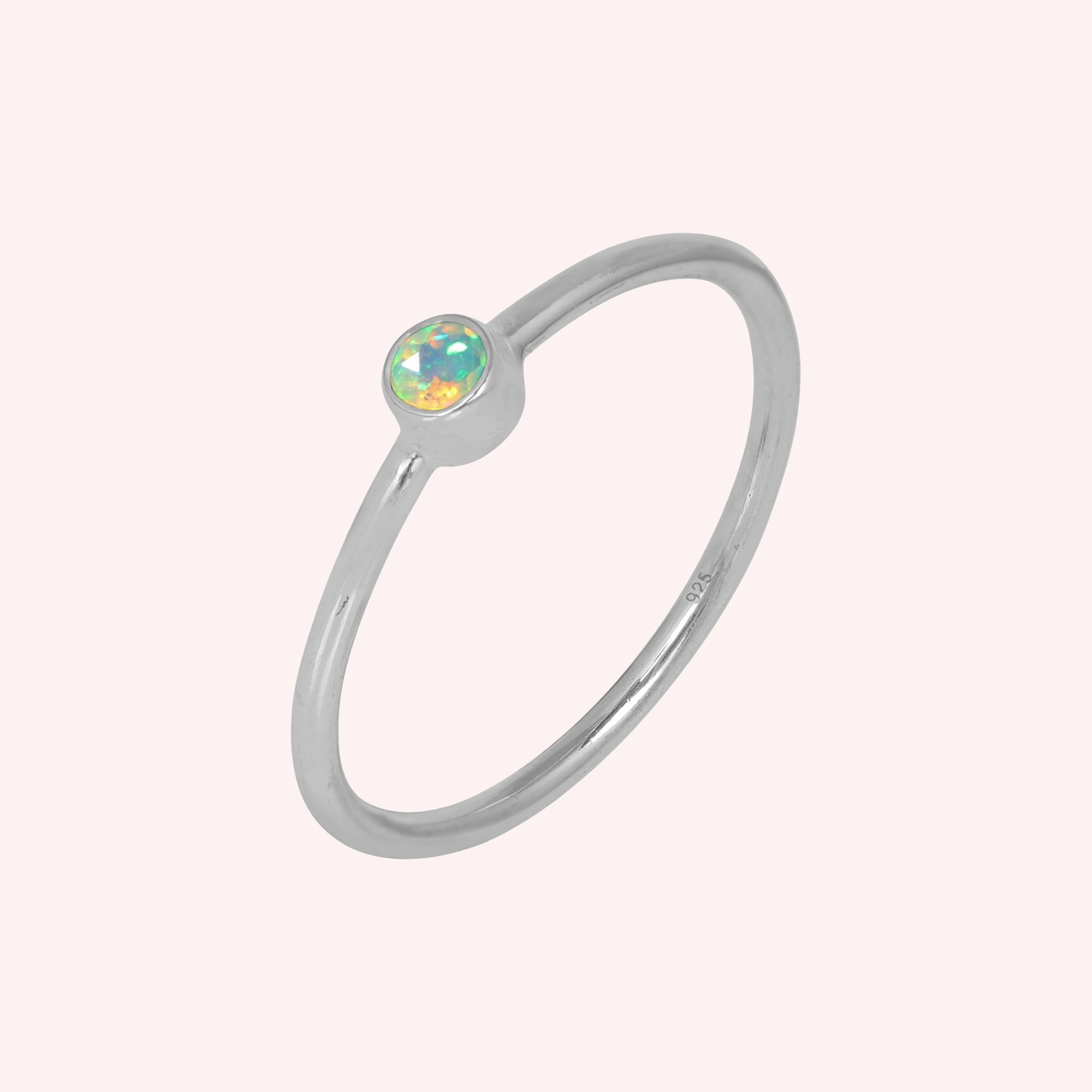 Pink Tourmaline and Opal October Birthstone Ring