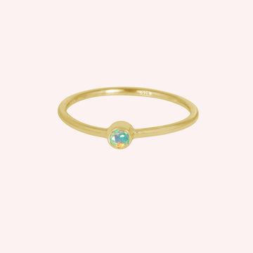 Pink Tourmaline and Opal October Birthstone Ring