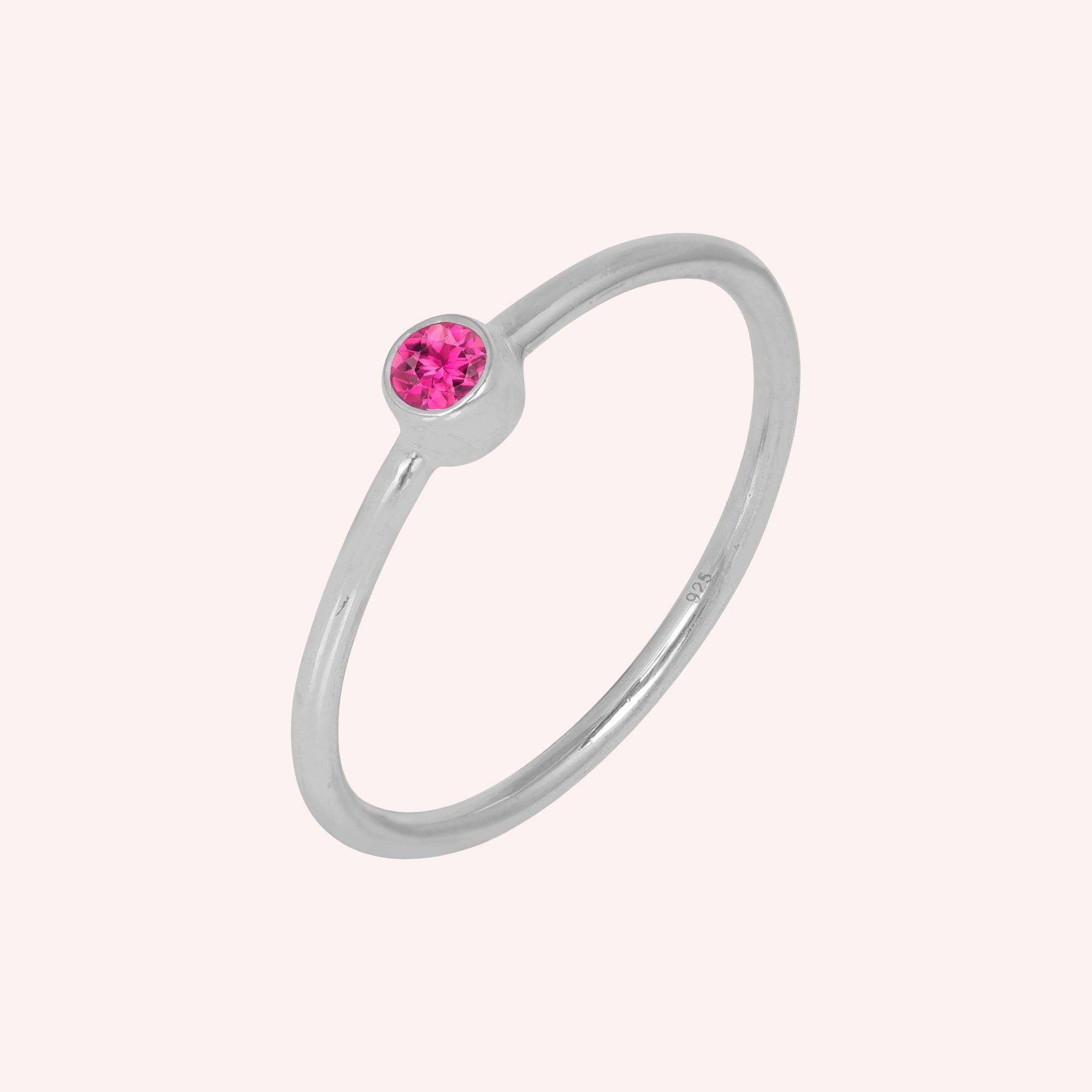 Pink Tourmaline and Opal October Birthstone Ring