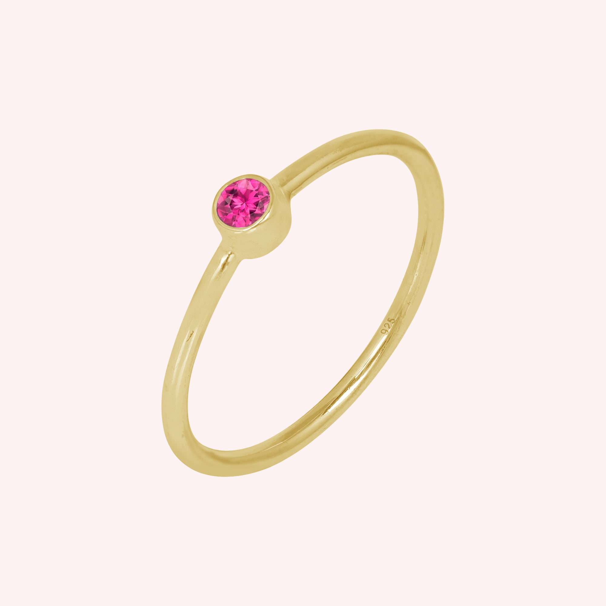 Pink Tourmaline and Opal October Birthstone Ring