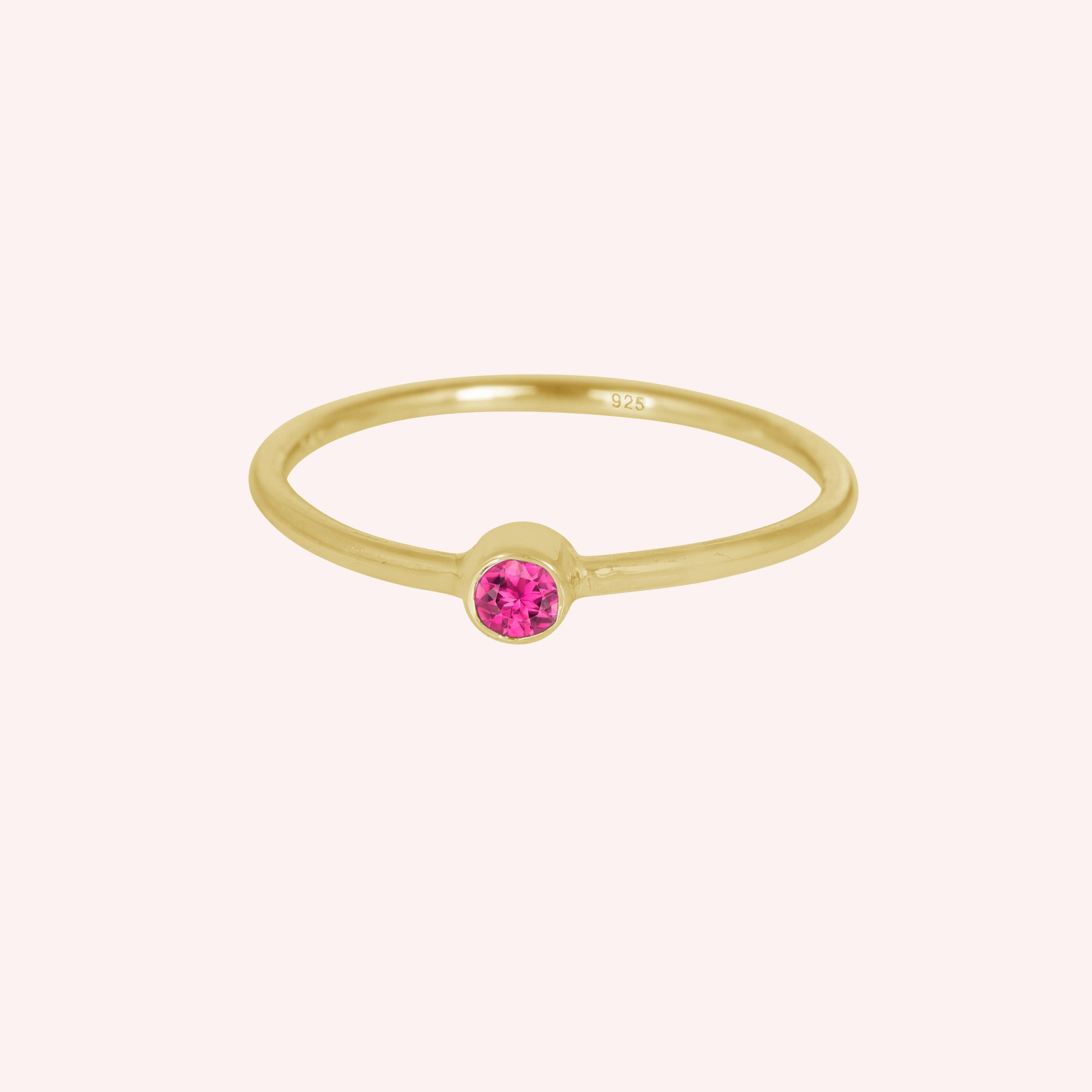 Pink Tourmaline and Opal October Birthstone Ring