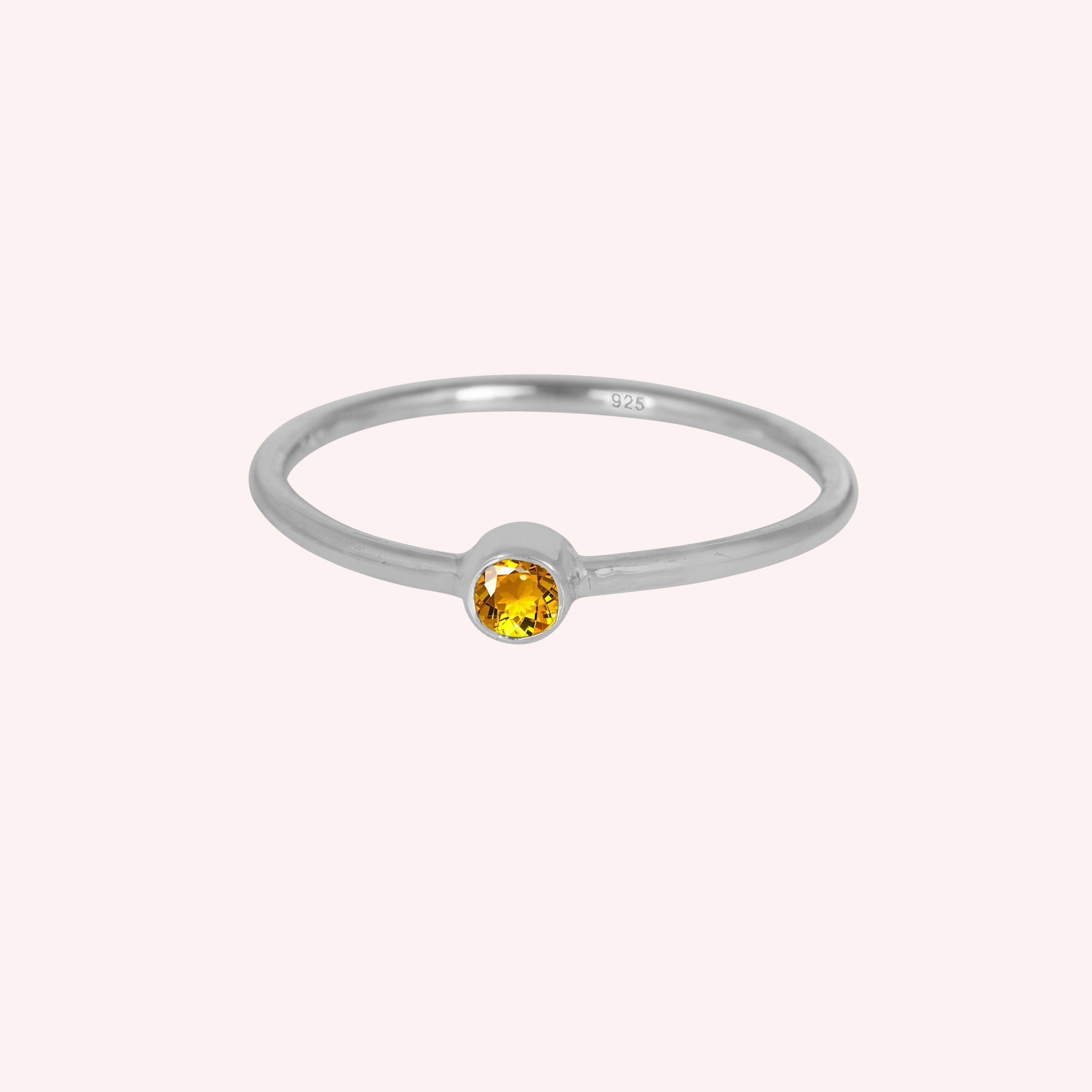 Natural Yellow Citrine and Topaz November Birthstone Ring