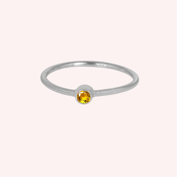 Natural Yellow Citrine and Topaz November Birthstone Ring
