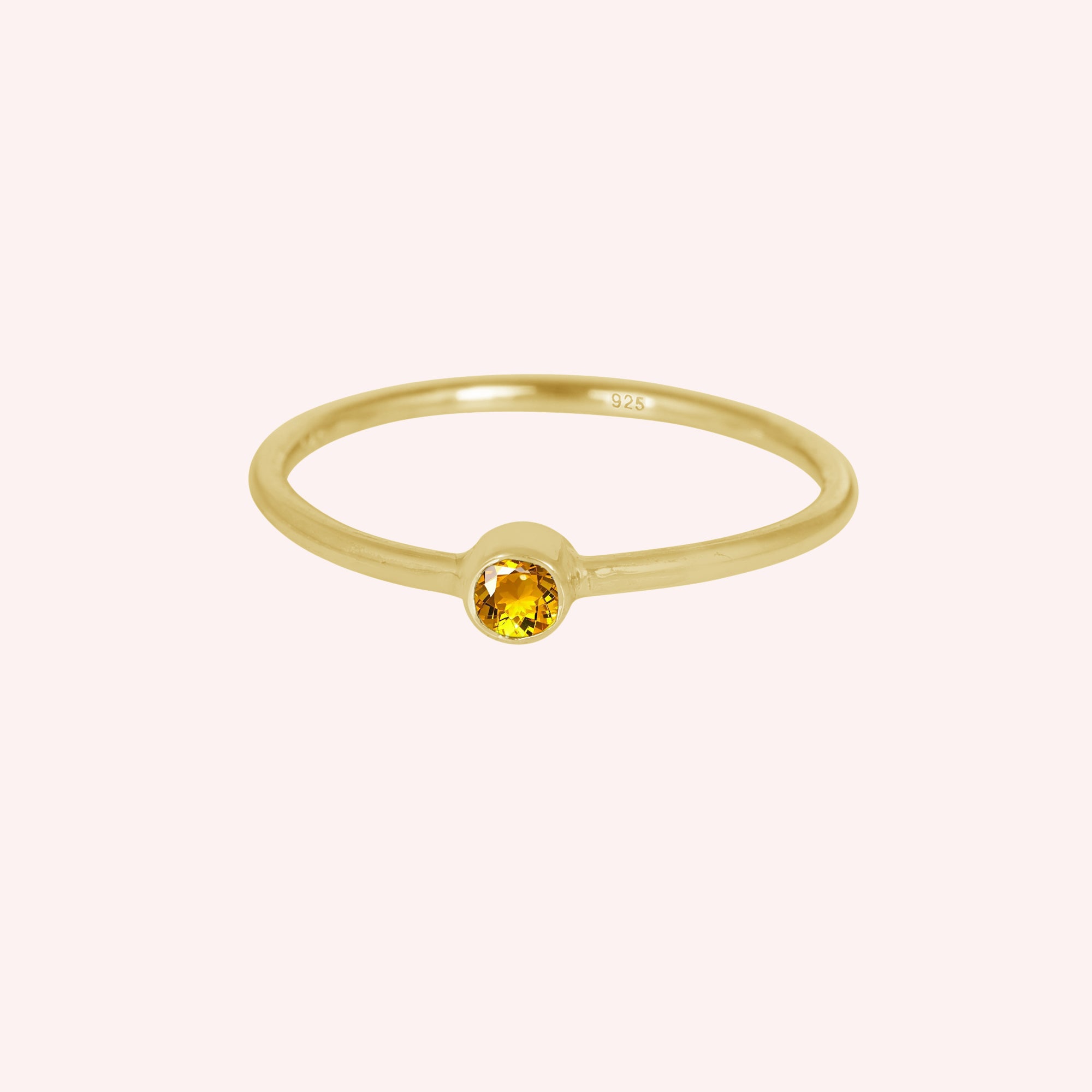 Natural Yellow Citrine and Topaz November Birthstone Ring