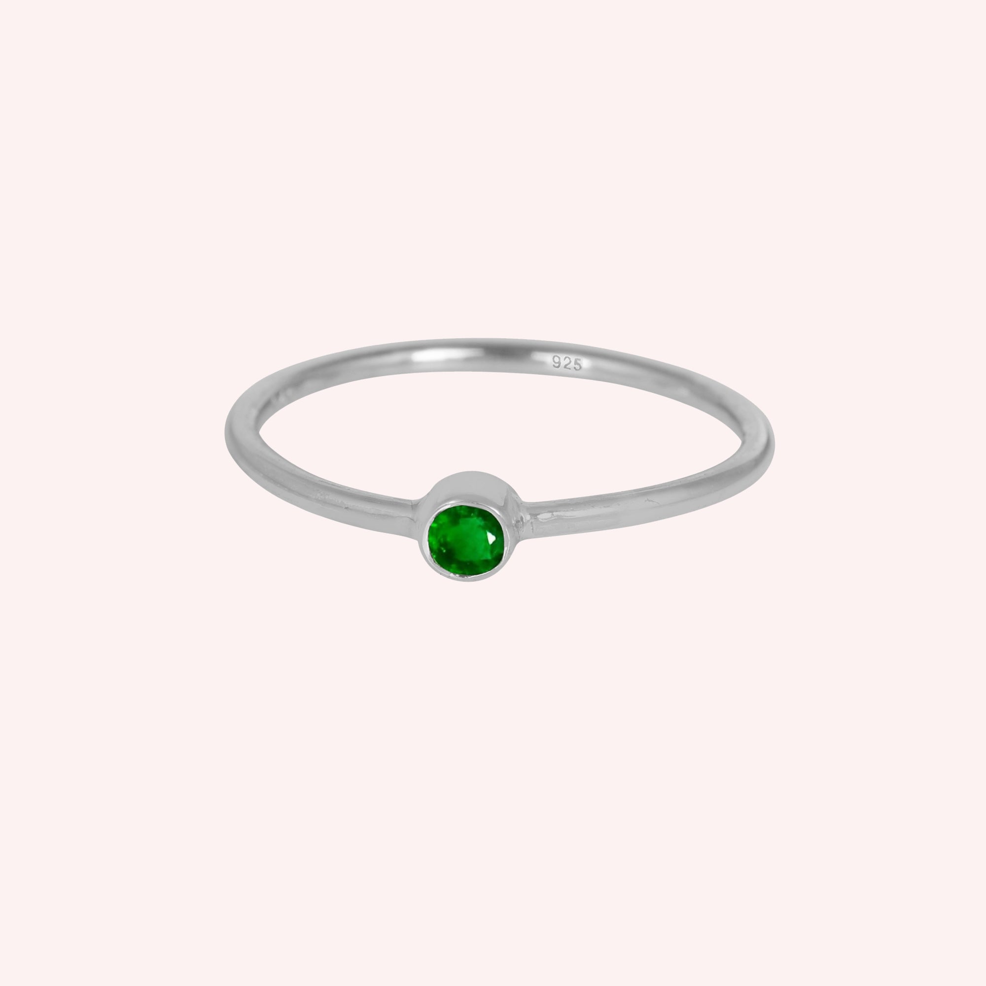 Emerald Green Onyx Gemstone May Birthstone Silver Ring