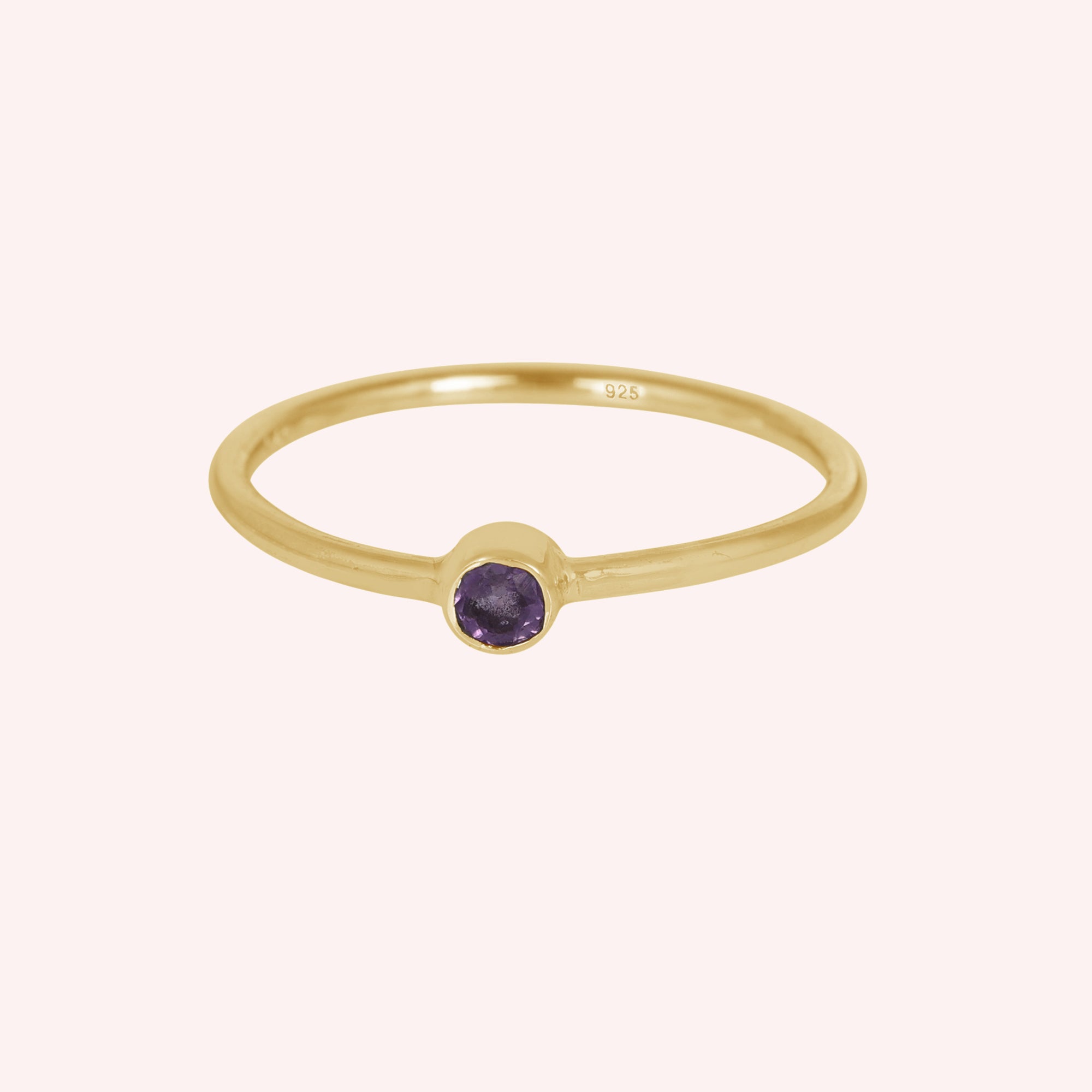 Amethyst Gemstone February Birthstone Silver Ring for Her