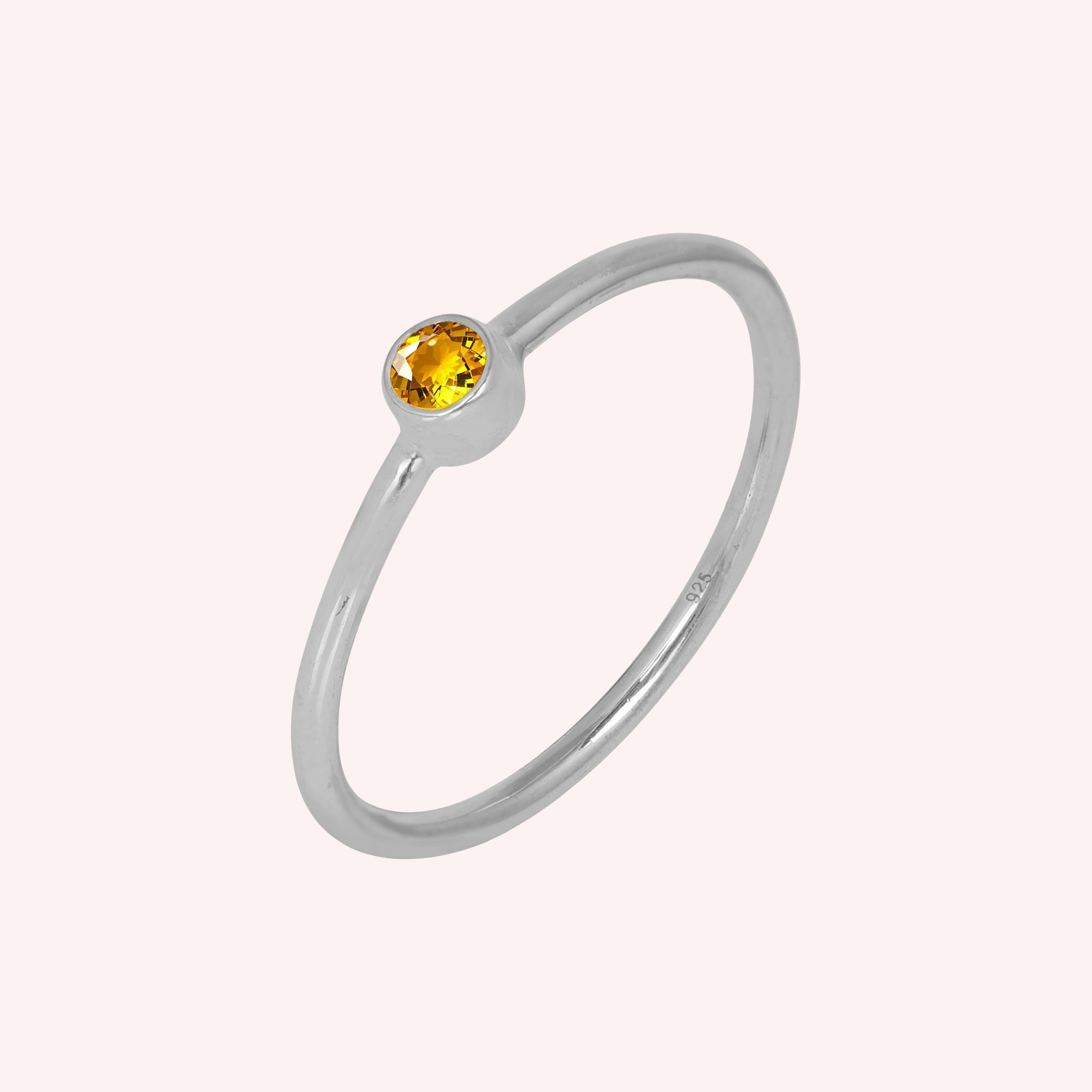 Natural Yellow Citrine and Topaz November Birthstone Ring