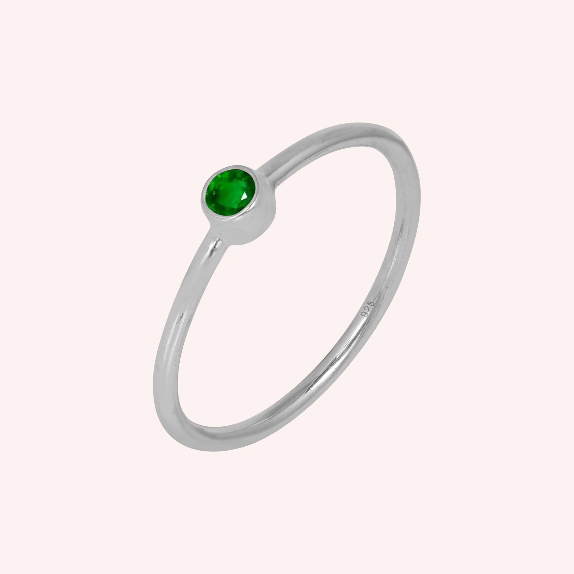 Emerald Green Onyx Gemstone May Birthstone Silver Ring