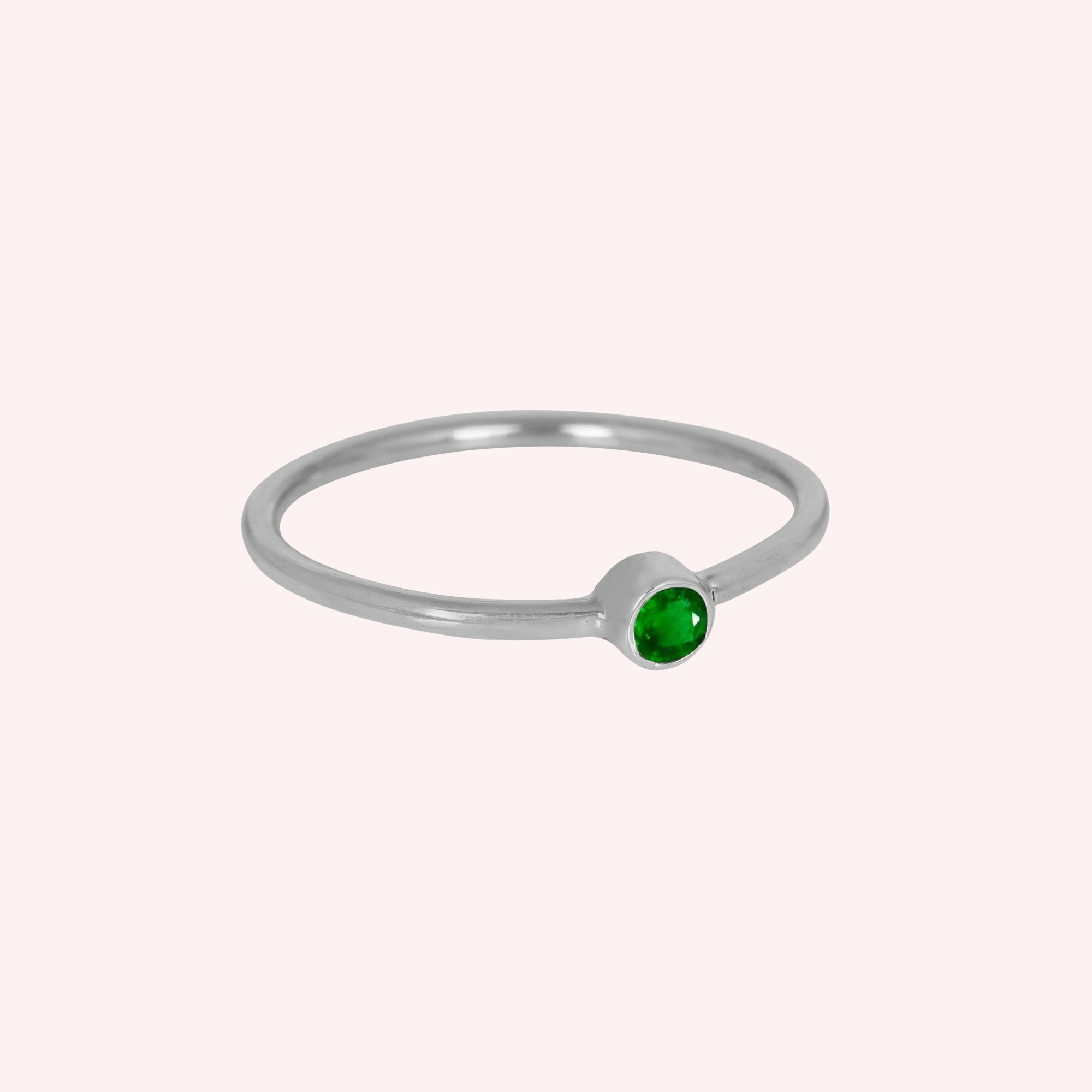 Emerald Green Onyx Gemstone May Birthstone Silver Ring
