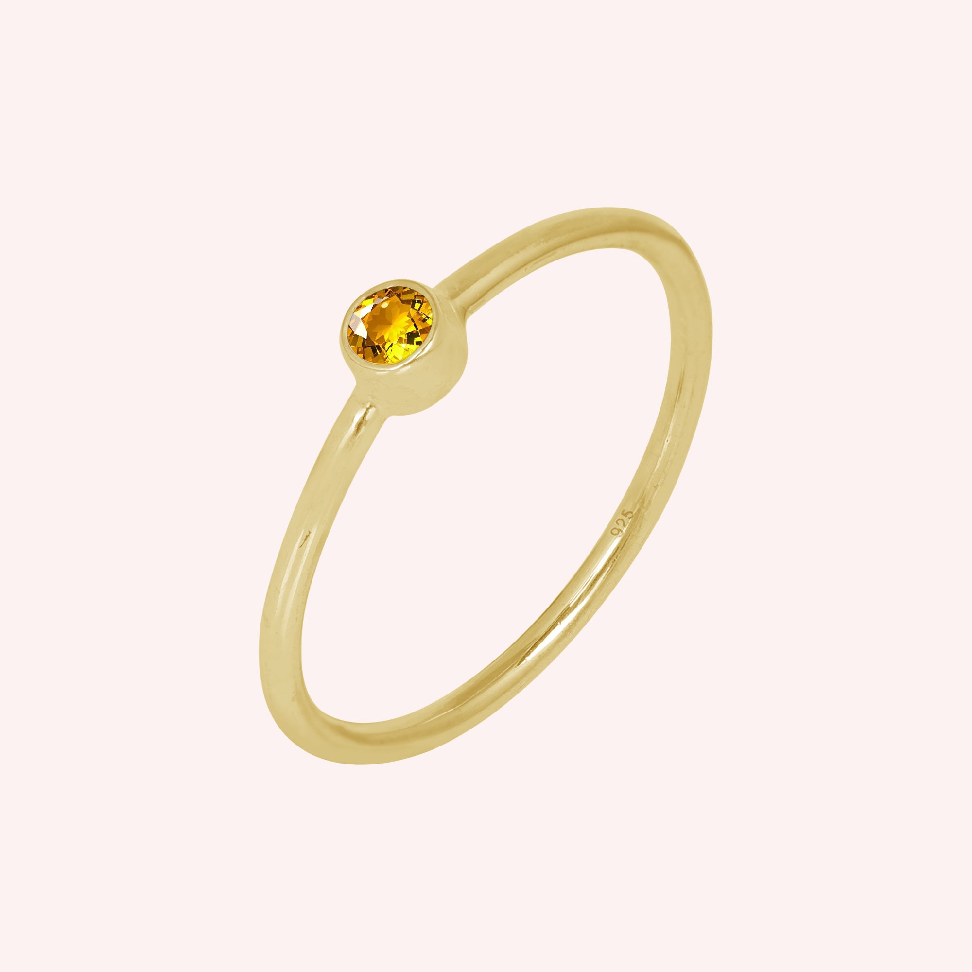 Natural Yellow Citrine and Topaz November Birthstone Ring