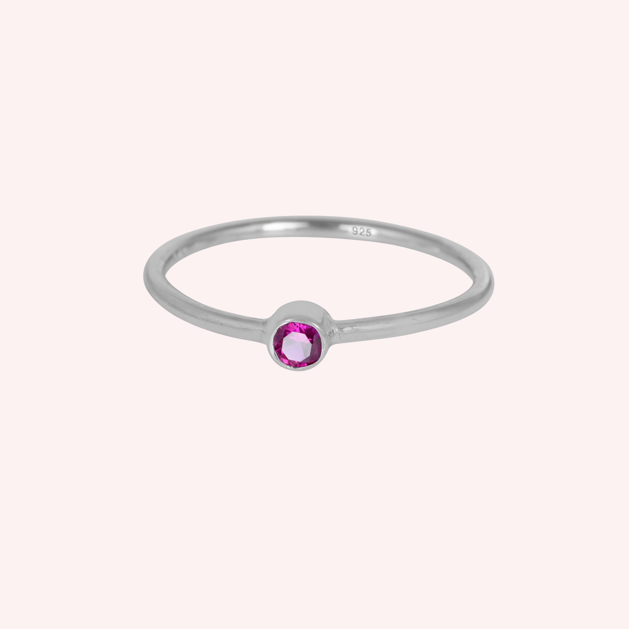 925 Sterling Silver July Birthstone Ruby Dainty Ring