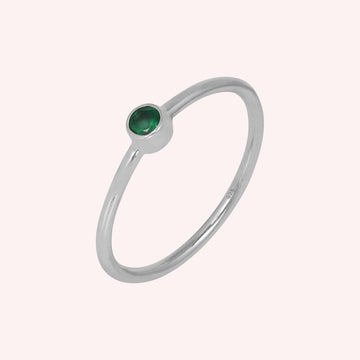 Emerald Green Onyx Gemstone May Birthstone Silver Ring