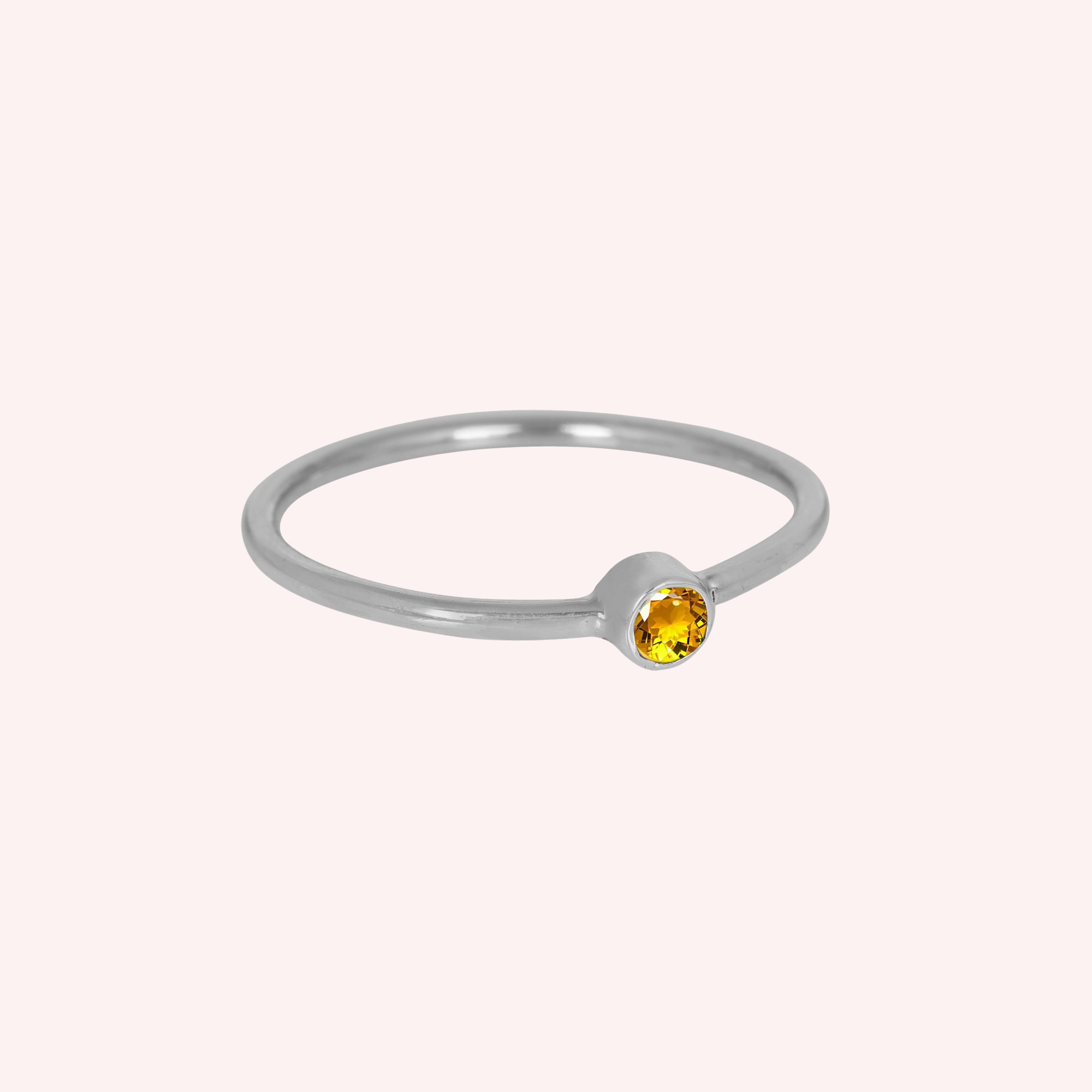 Natural Yellow Citrine and Topaz November Birthstone Ring
