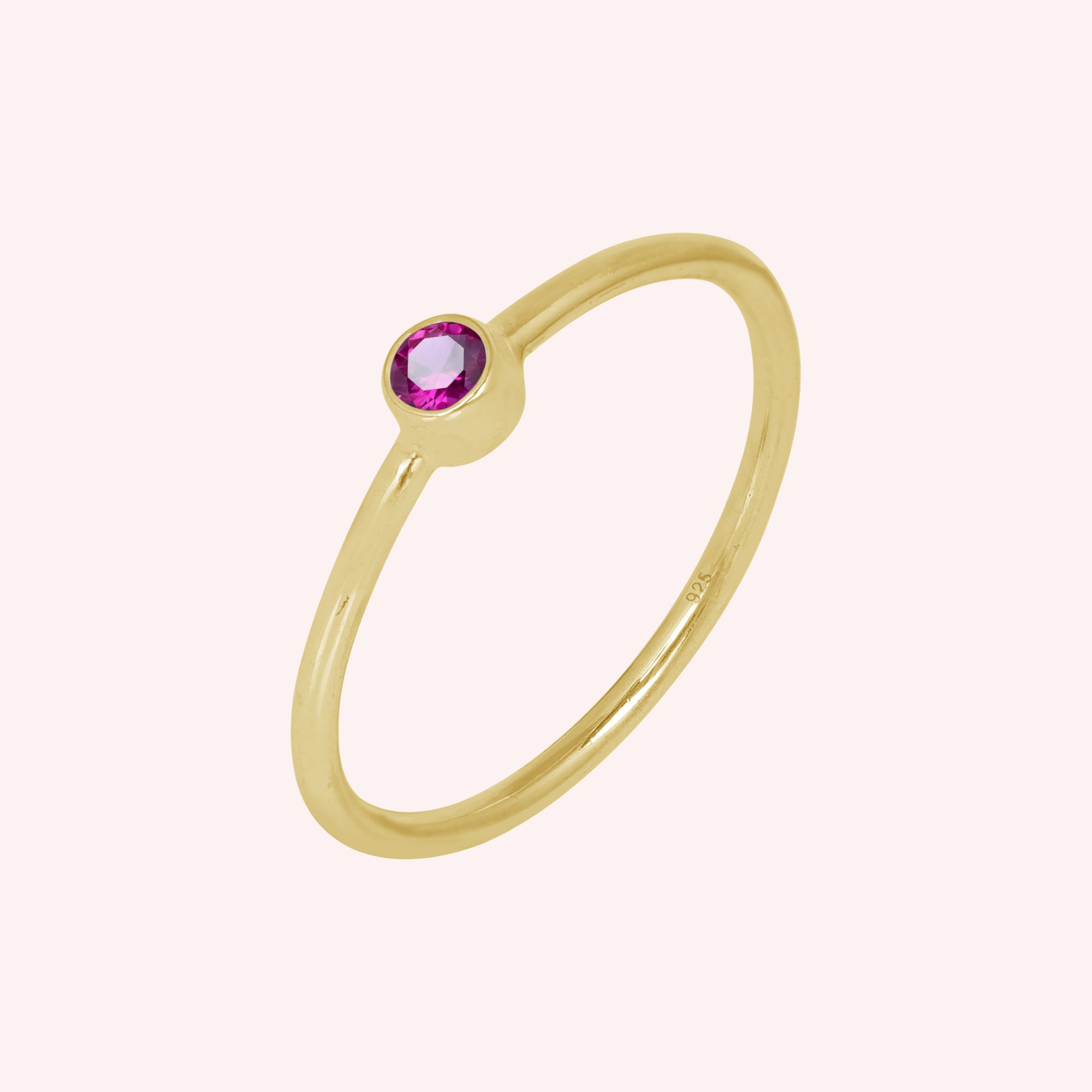 925 Sterling Silver July Birthstone Ruby Dainty Ring