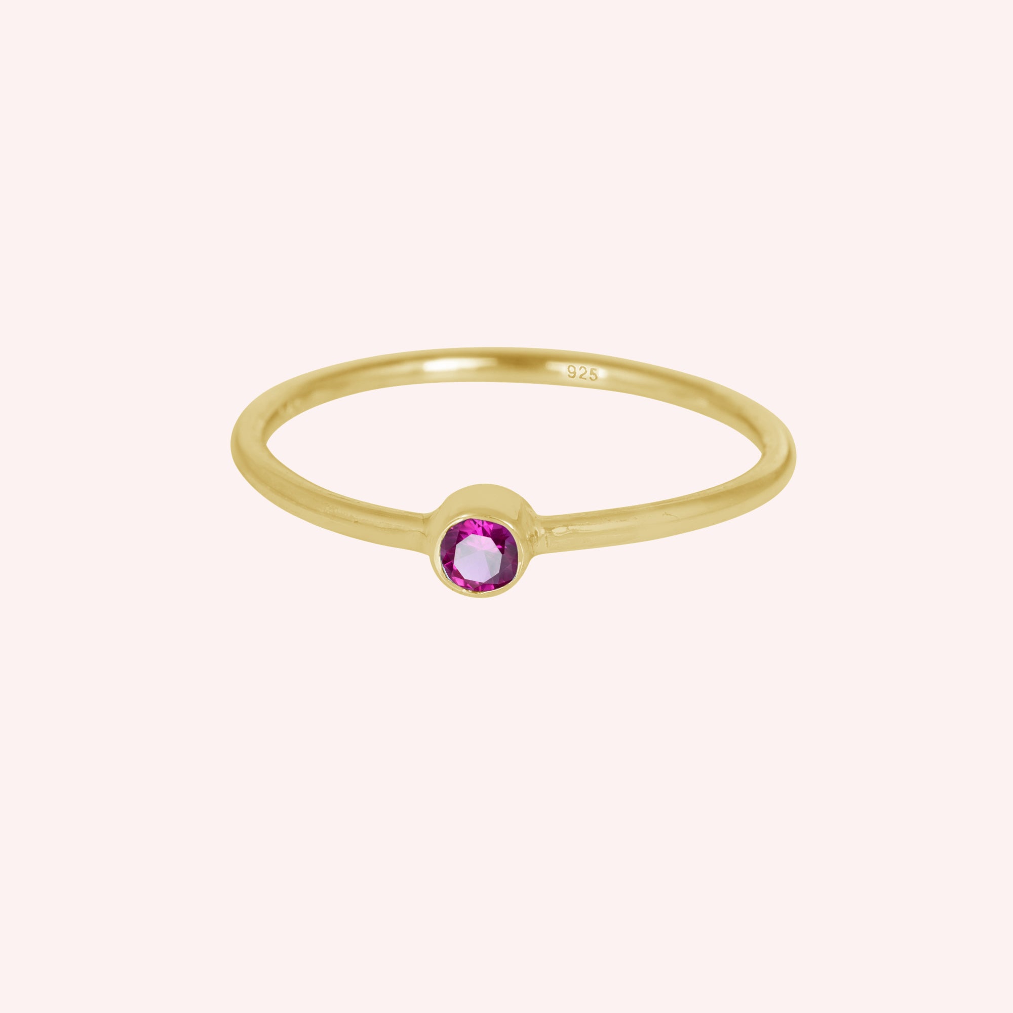 925 Sterling Silver July Birthstone Ruby Dainty Ring