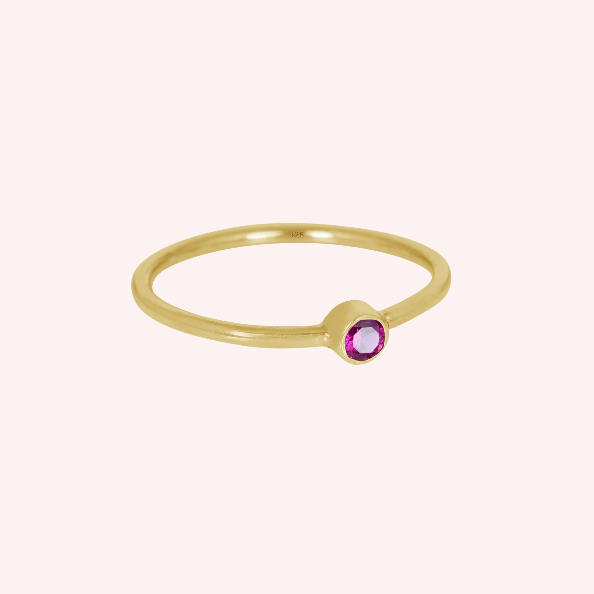 925 Sterling Silver July Birthstone Ruby Dainty Ring