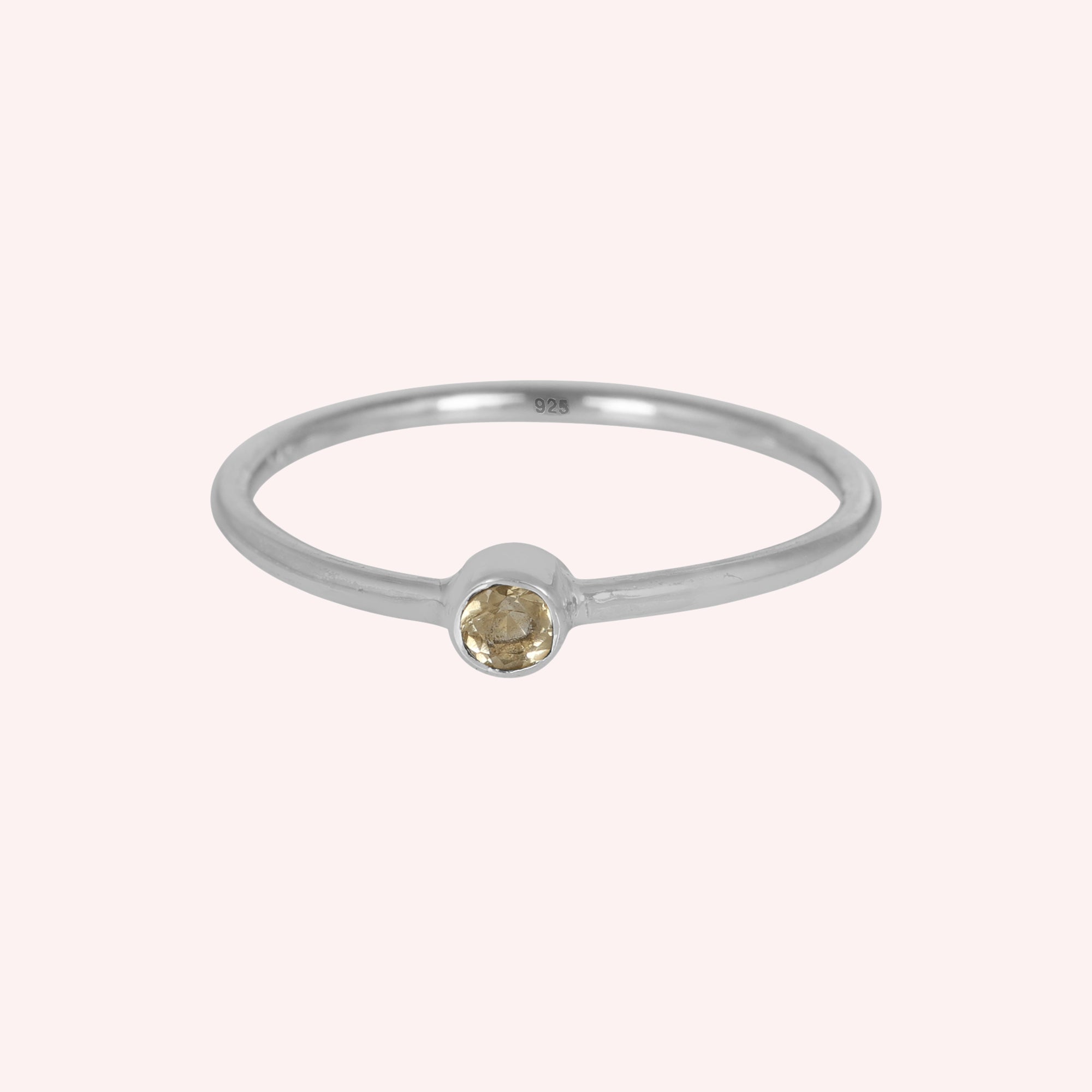 Natural Yellow Citrine and Topaz November Birthstone Ring
