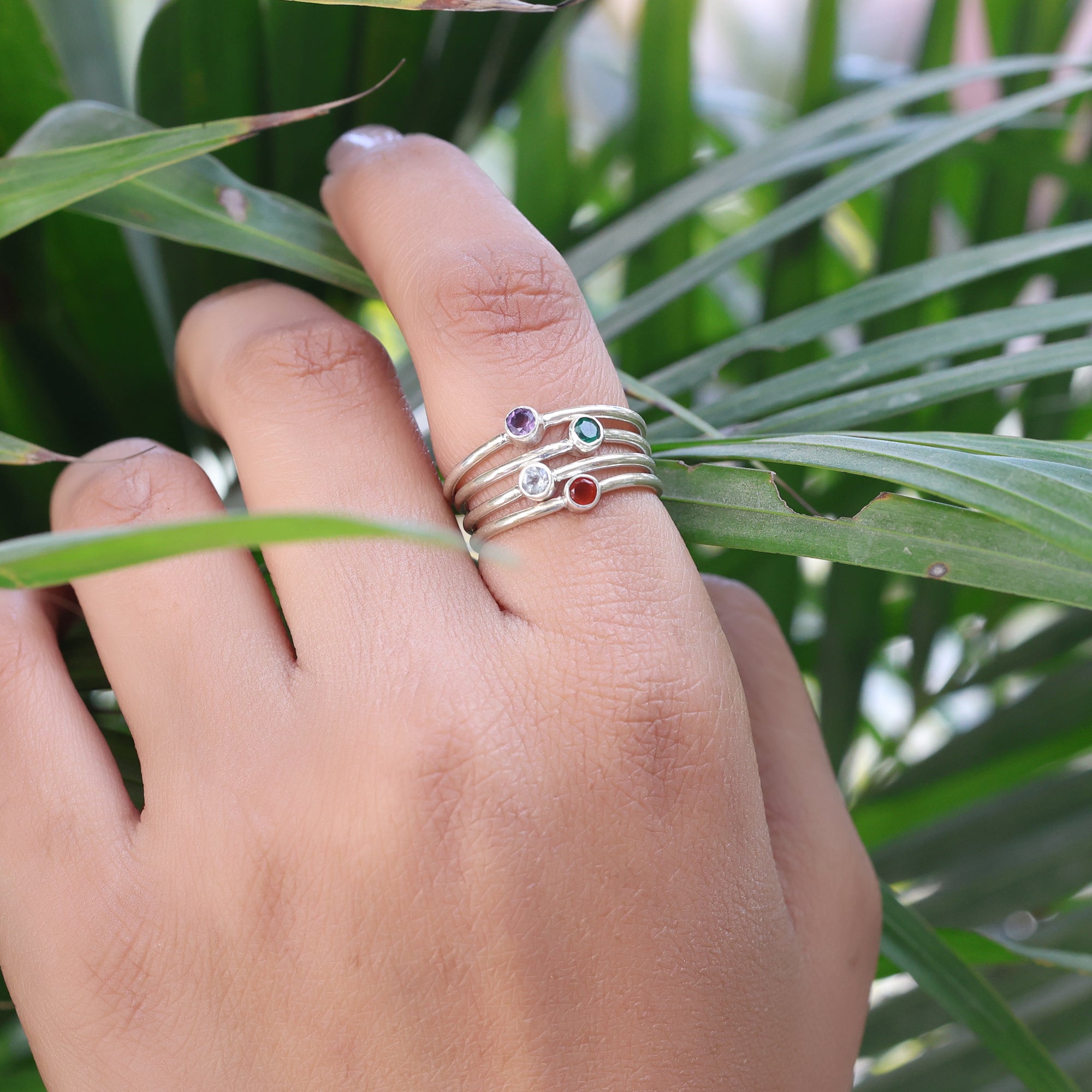 Natural Yellow Citrine and Topaz November Birthstone Ring