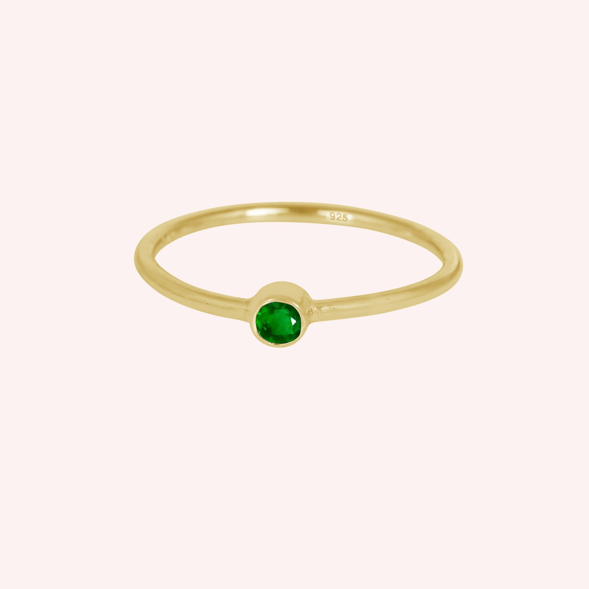 Emerald Green Onyx Gemstone May Birthstone Silver Ring