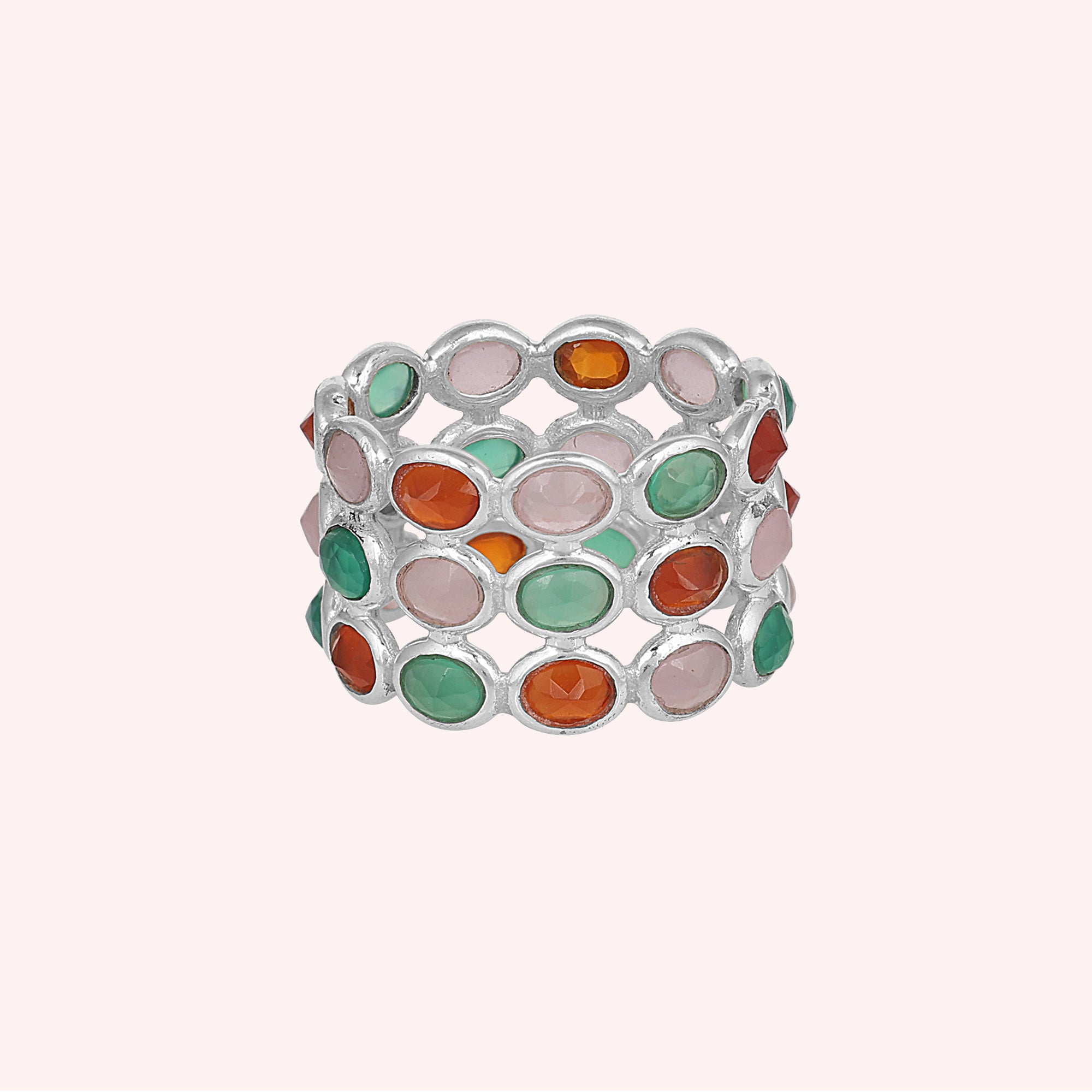 Trio Gemstone Full Eternity Triple Band Ring